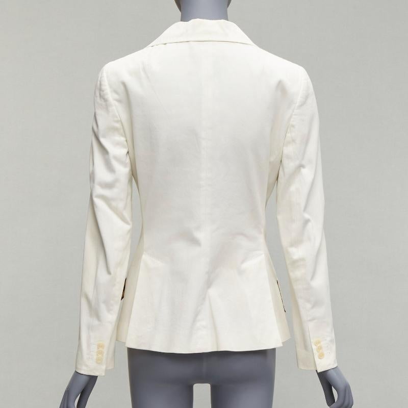 Women's DOLCE GABBANA Vintage ivory cotton blend wide collar blazer IT42 M For Sale