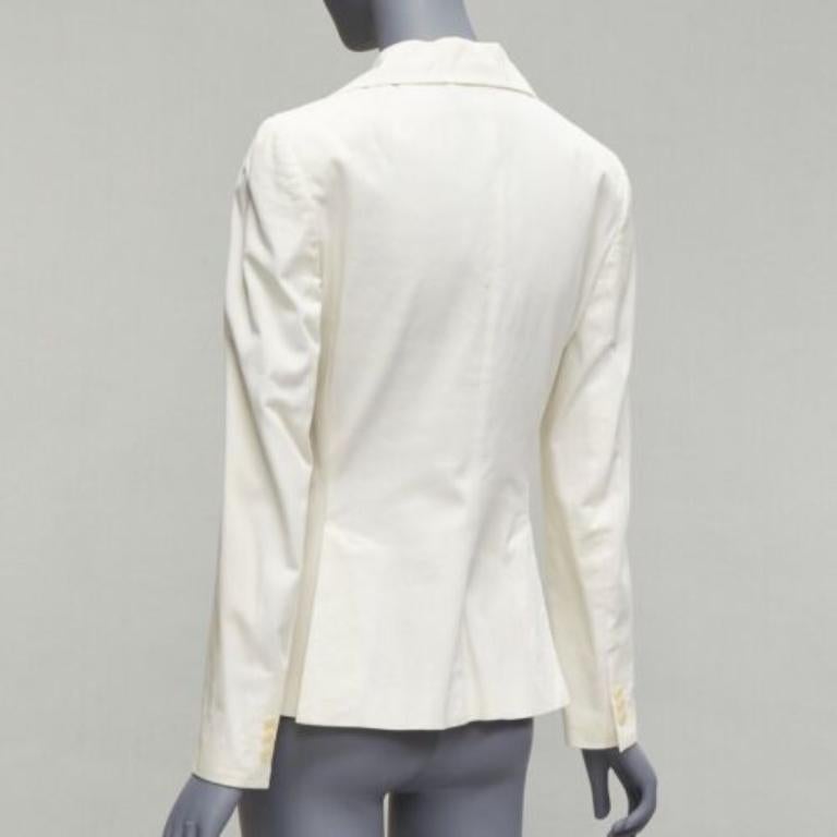 DOLCE GABBANA Blazer vintage de cuello ancho en mezcla de algodón marfil IT42 M en venta 1