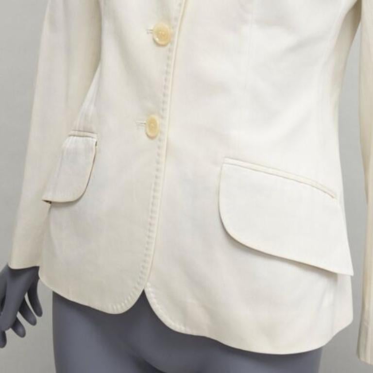 DOLCE GABBANA Blazer vintage de cuello ancho en mezcla de algodón marfil IT42 M en venta 3
