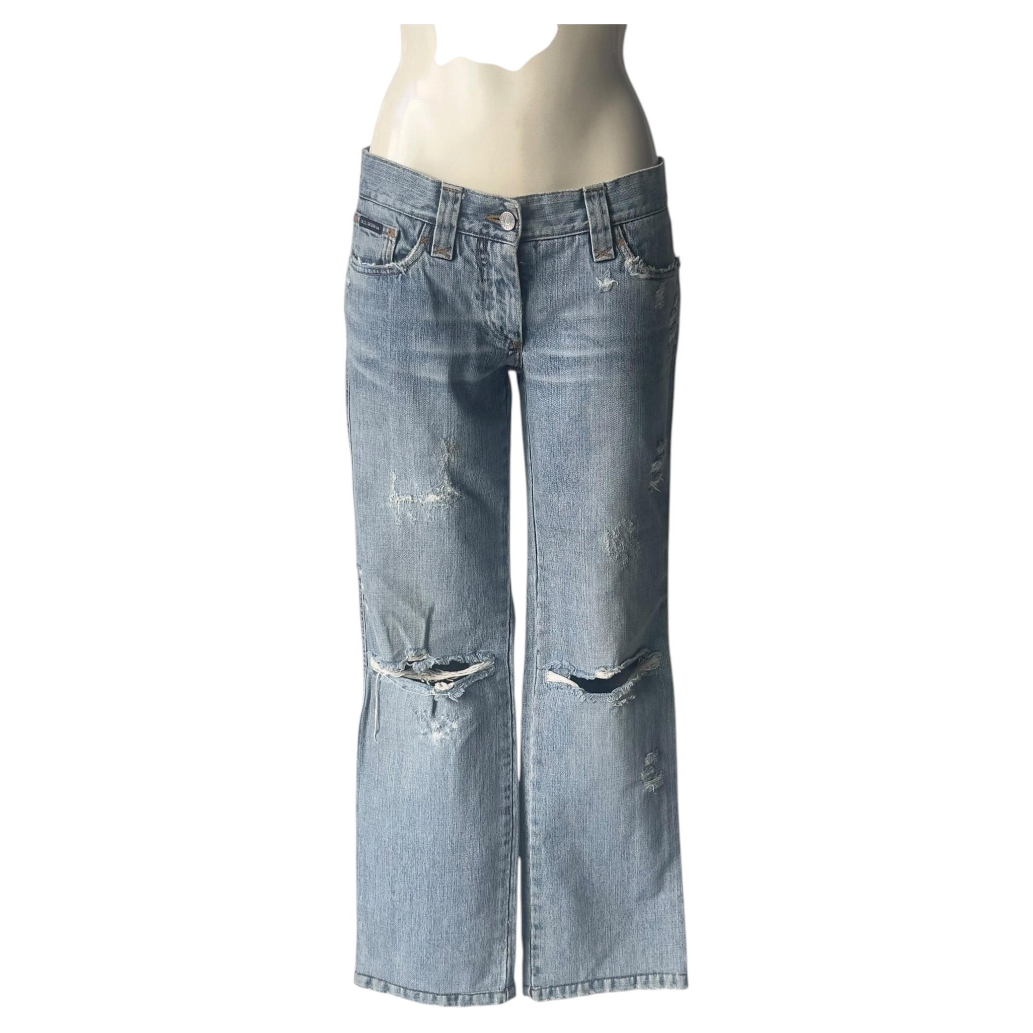 Dolce & Gabbana Vintage Distressed Jeans in Light-Wash Denim, Y2K Style