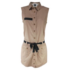 DOLCE & GABBANA - Vintage Khaki Cotton Belted Safari Style Dress Size 10US 42EU