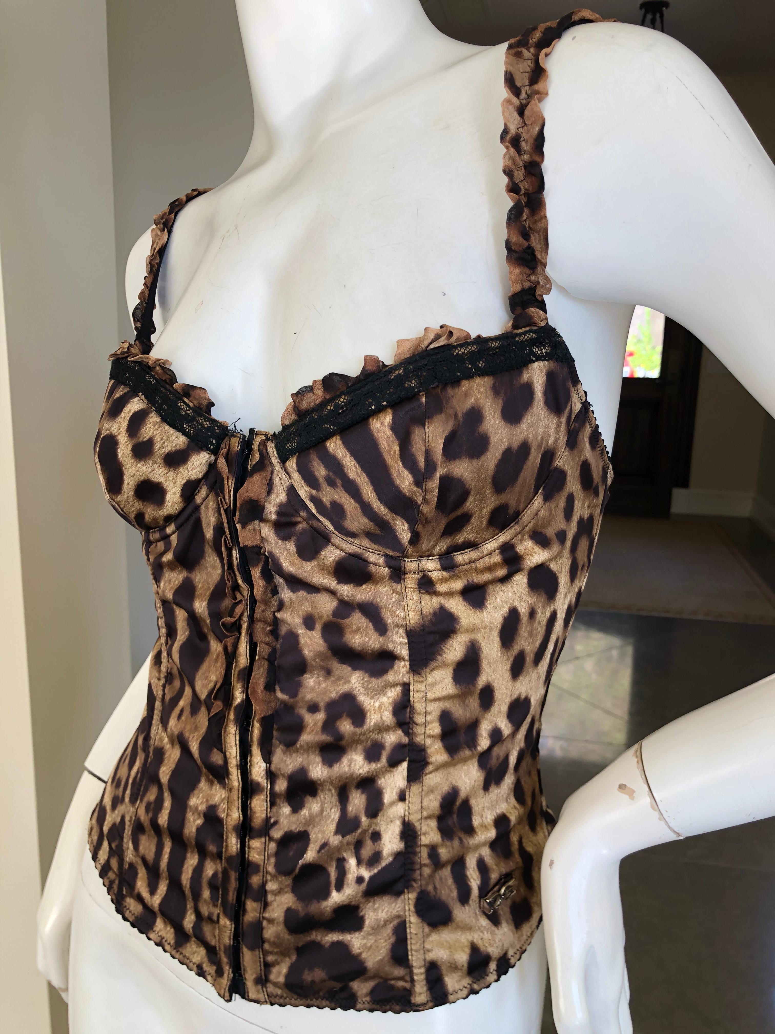 Dolce & Gabbana Vintage Spitze getrimmt Leopard Print Korsett Top 2