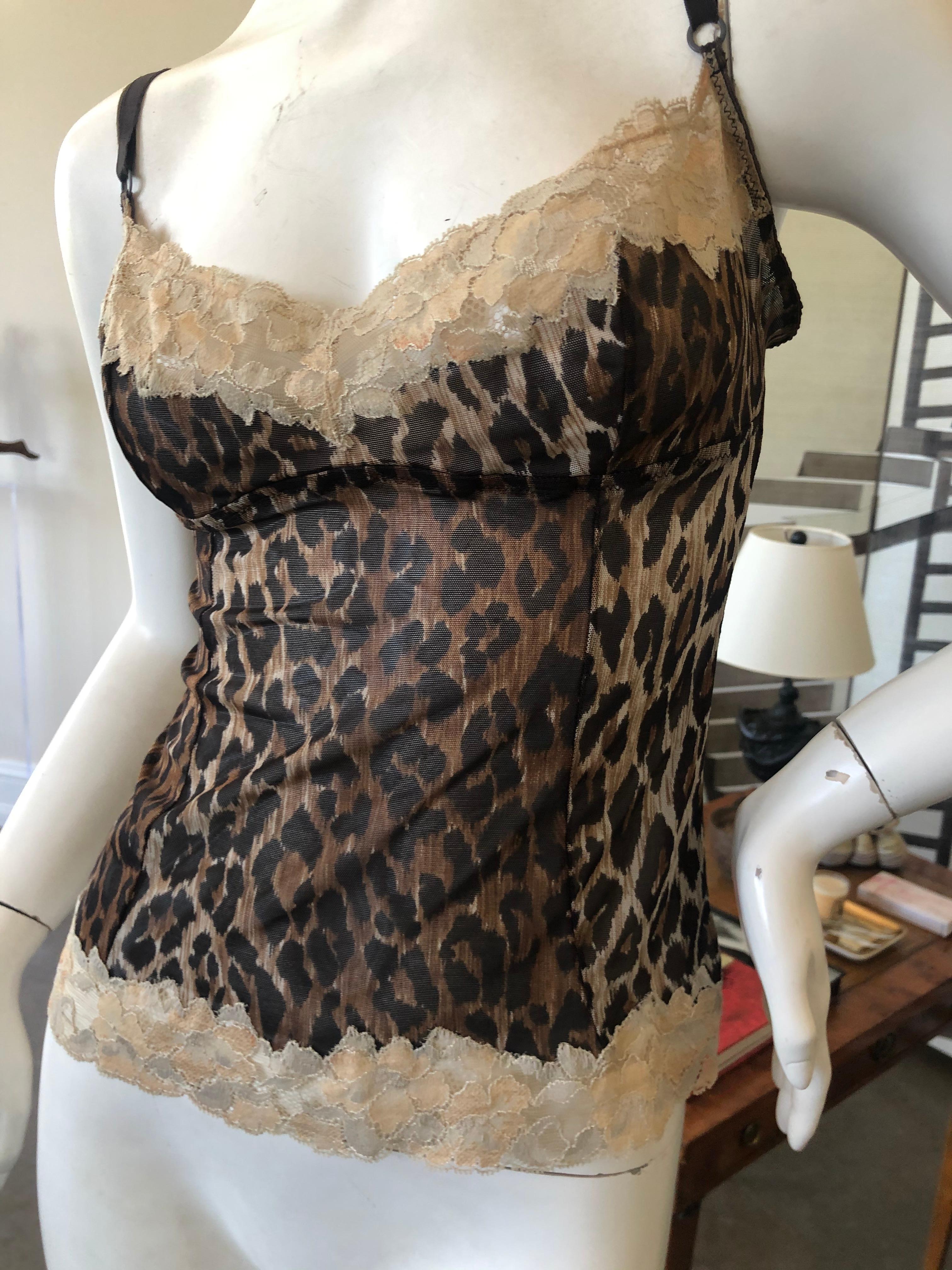 Negligee Dolce & Gabbana Vintage con encaje y estampado de leopardo en Nuevo estado para la venta en Cloverdale, CA