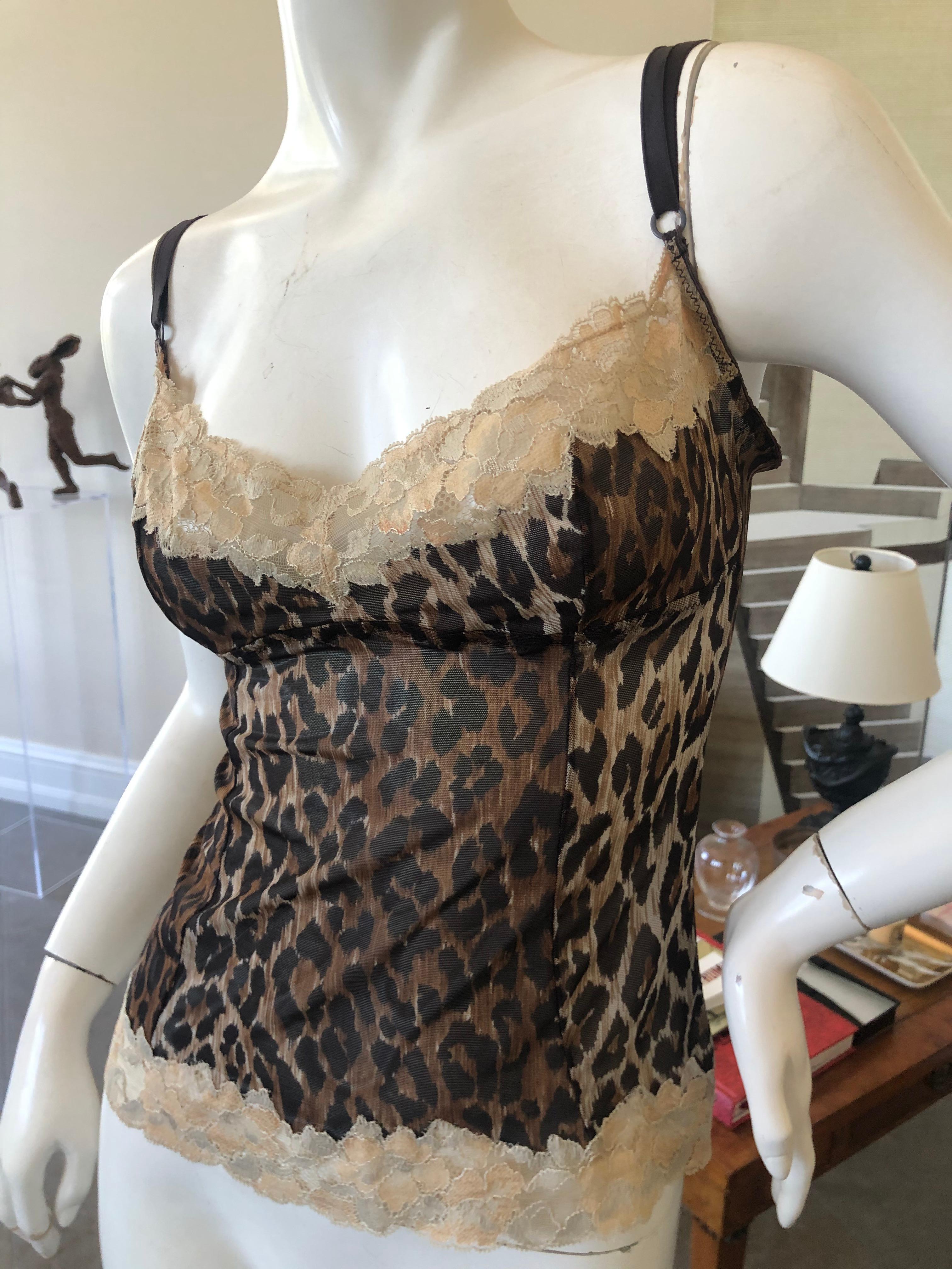 De las mujeres Negligee Dolce & Gabbana Vintage con encaje y estampado de leopardo en venta