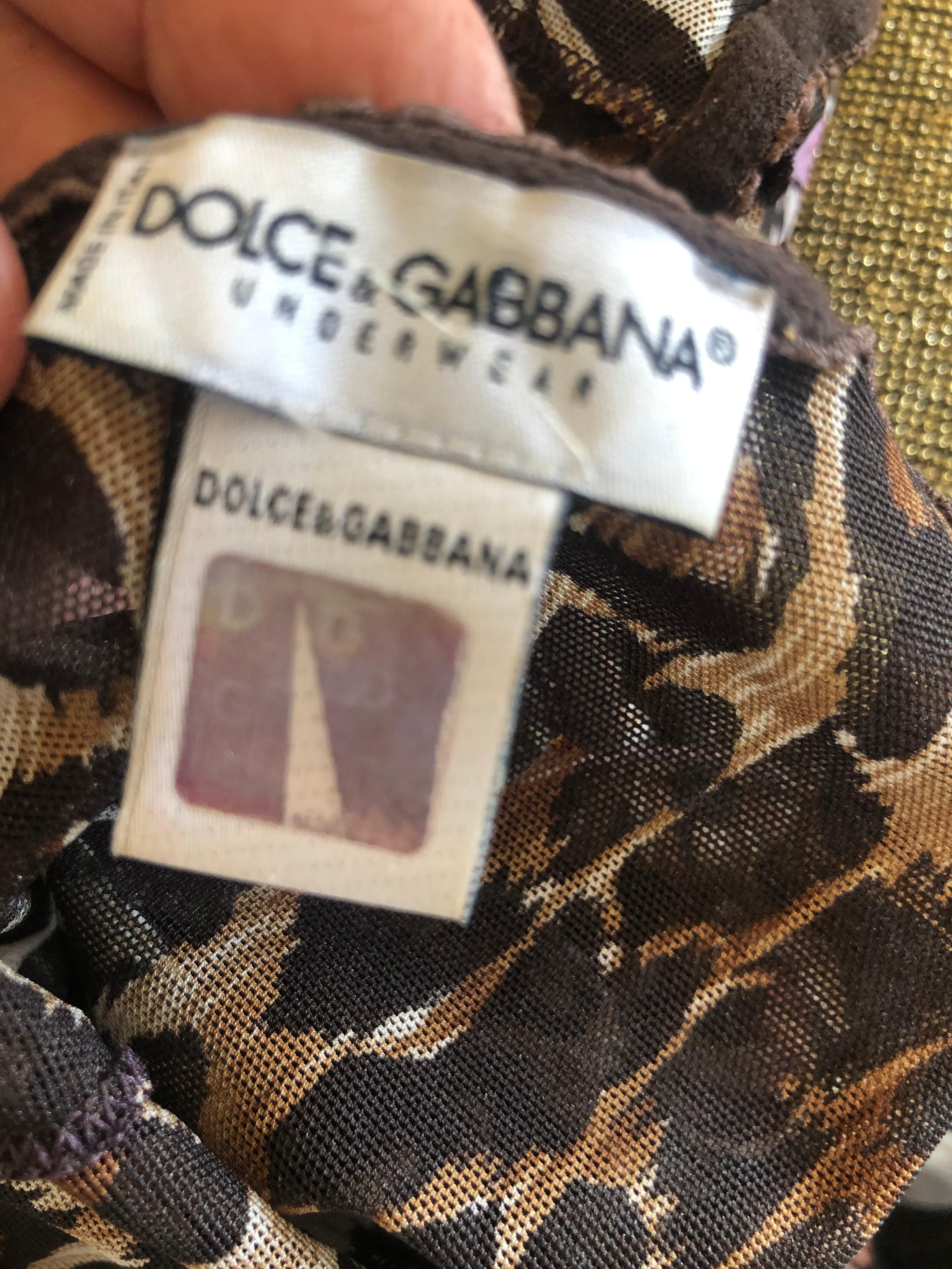 Negligee Dolce & Gabbana Vintage con encaje y estampado de leopardo en venta 2