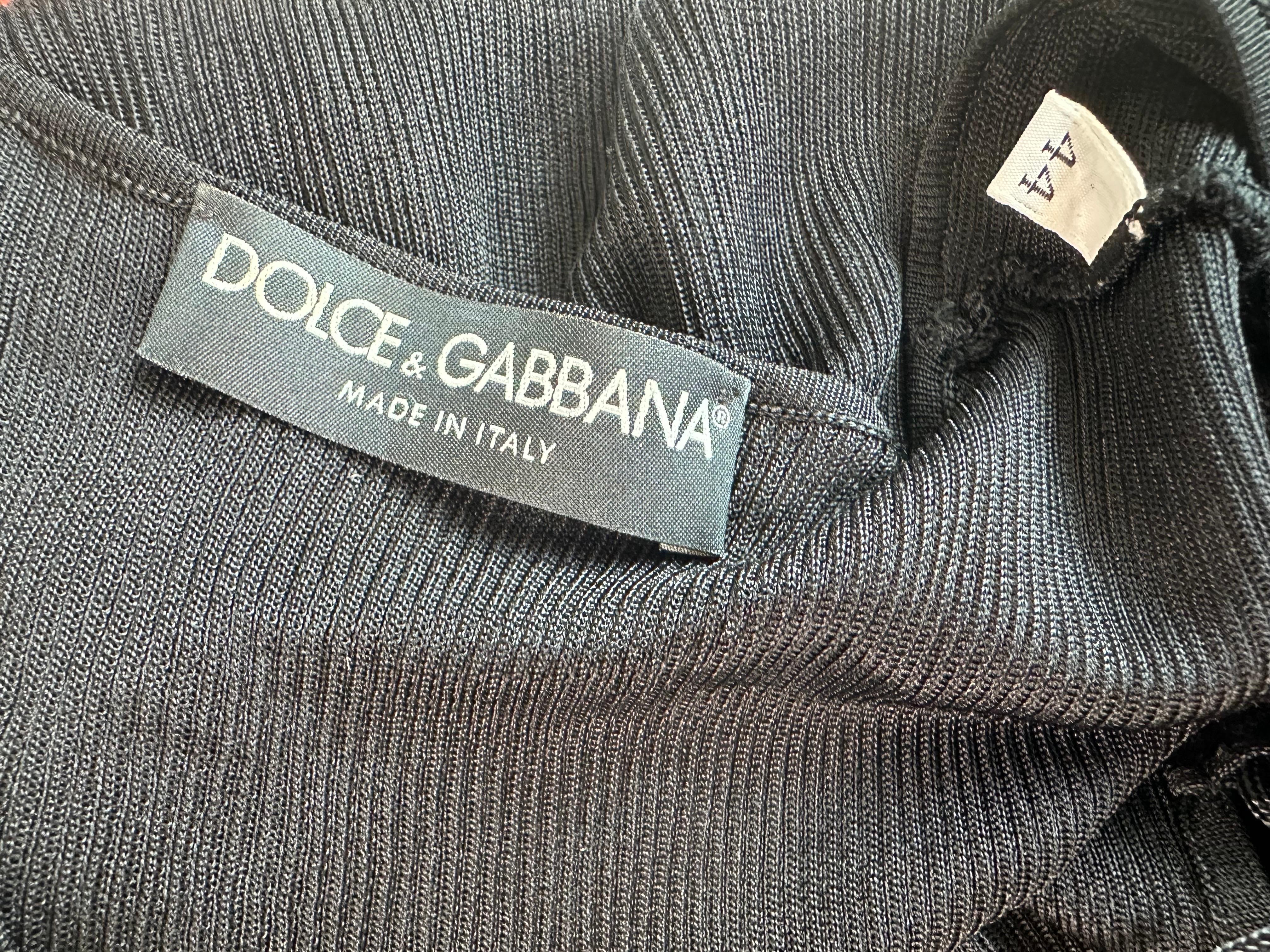 Dolce & Gabbana Vintage Lace Up Cutout Semi-Sheer Knit Black Top im Angebot 5