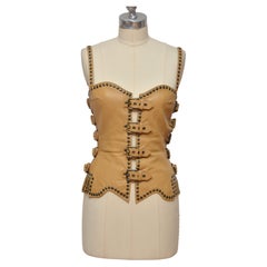 DOLCE & GABBANA Vintage Leather Studded  Corset Top 2003 SEX Collection