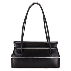 Sac à bandoulière vintage en cuir Dolce & Gabbana avec passepoil contrasté