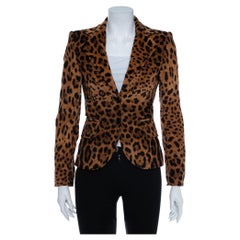 Dolce & Gabbana Vintage Leopard Print Corduroy Blazer S