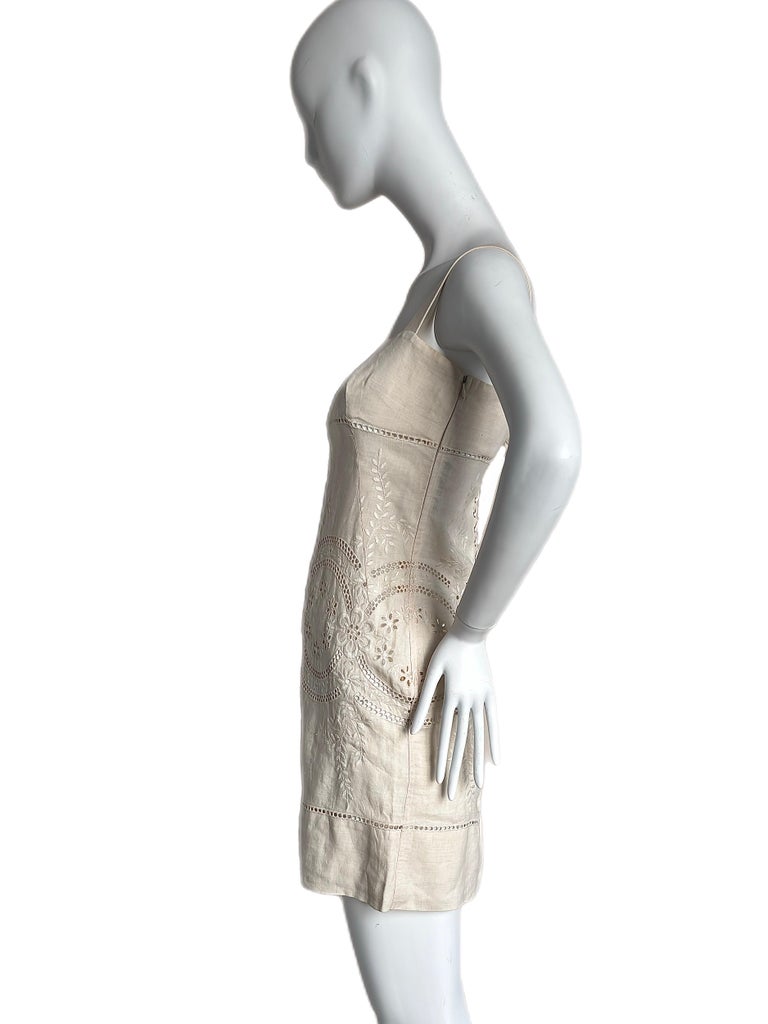 DOLCE and GABBANA Vintage Linen Eyelet Lace-Up Mini Dress Corset Back at  1stDibs