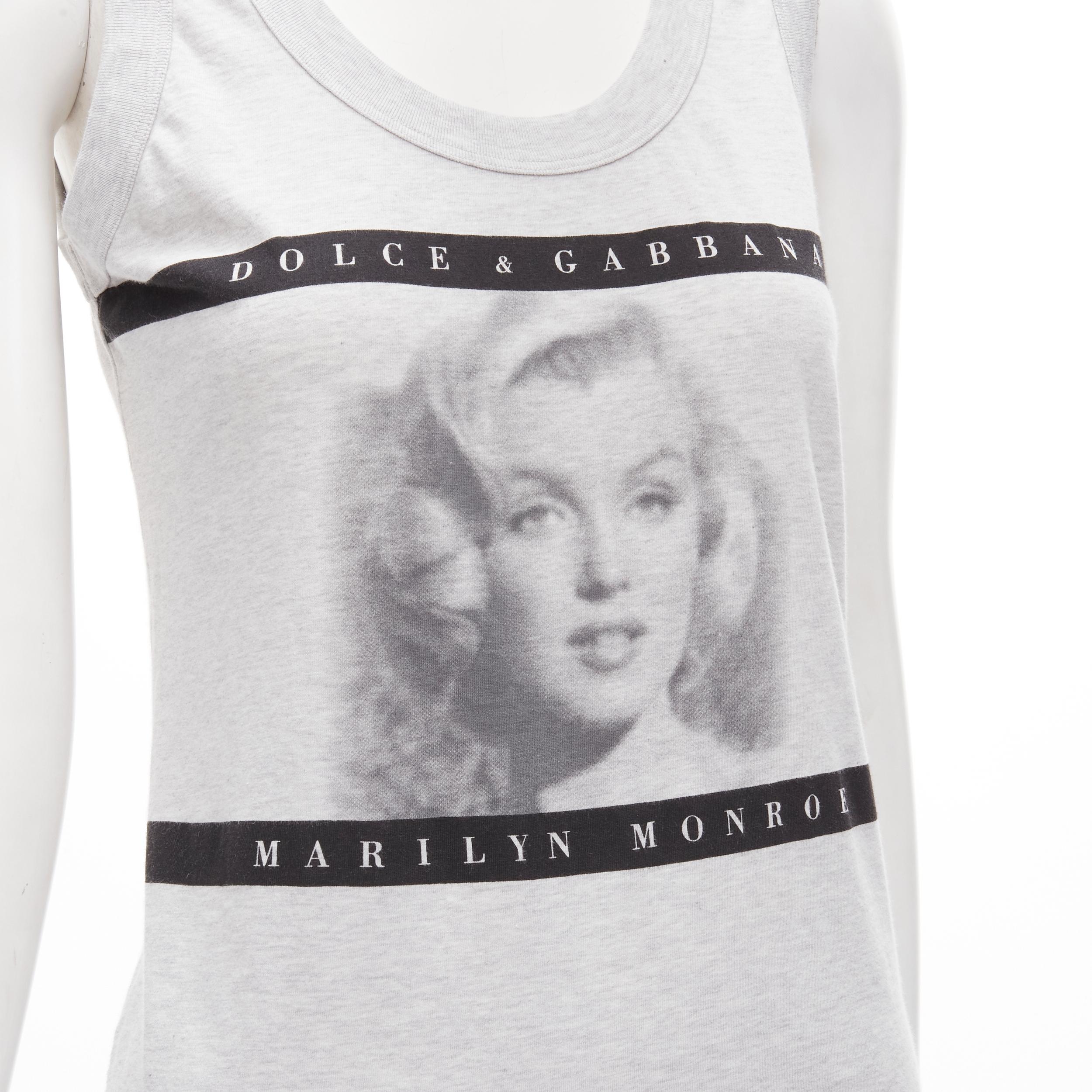 DOLCE GABBANA Vintage Marilyn Monroe Y2K print grey tank top IT38 XS 
Reference: ANWU/A00618 
Brand: Dolce Gabbana 
Material: Feels like cotton 
Color: Grey 
Pattern: Marilyn Monroe 
Made in: Italy 


CONDITION: 
Condition: Excellent, this item was
