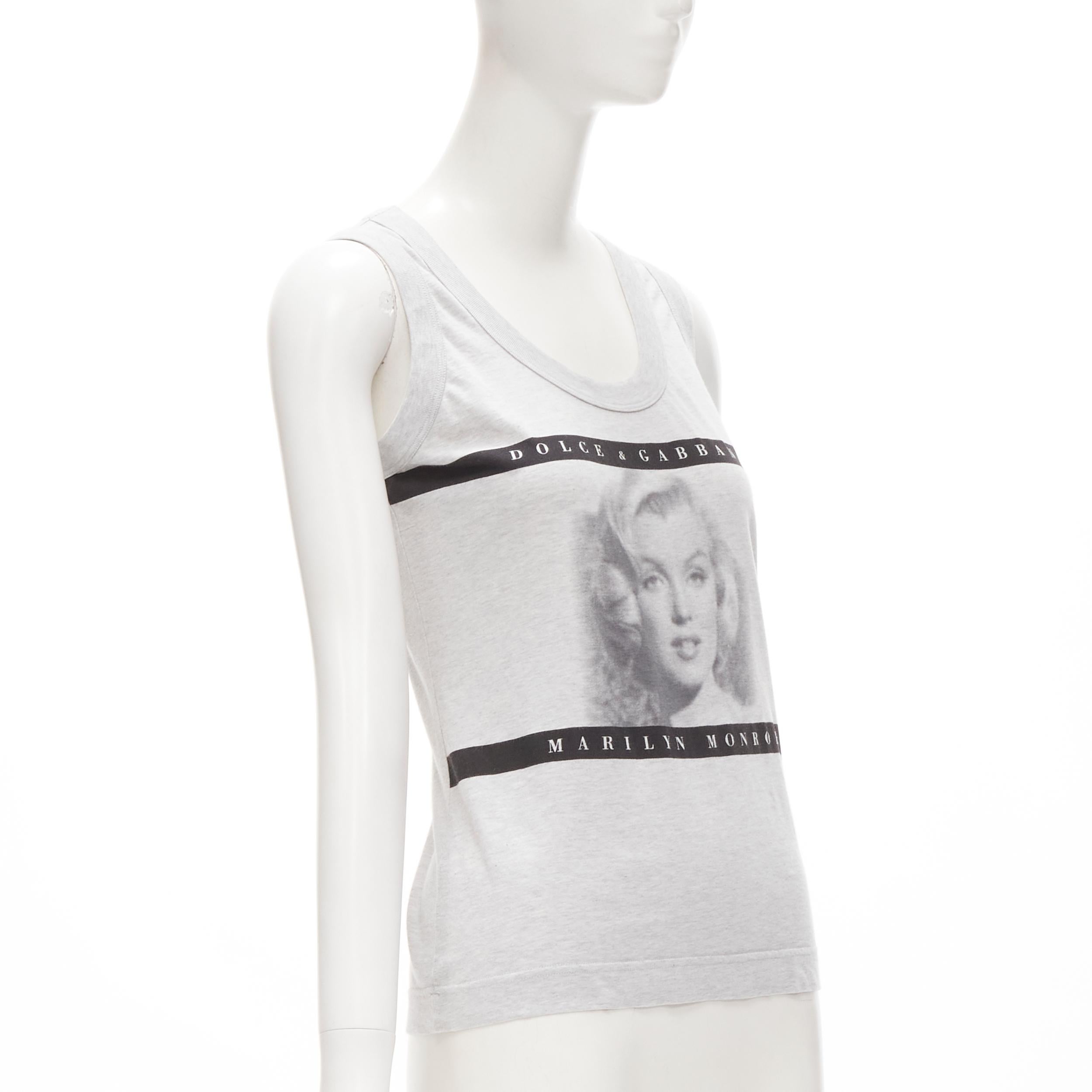 Gray DOLCE GABBANA Vintage Marilyn Monroe Y2K print grey tank top IT38 XS