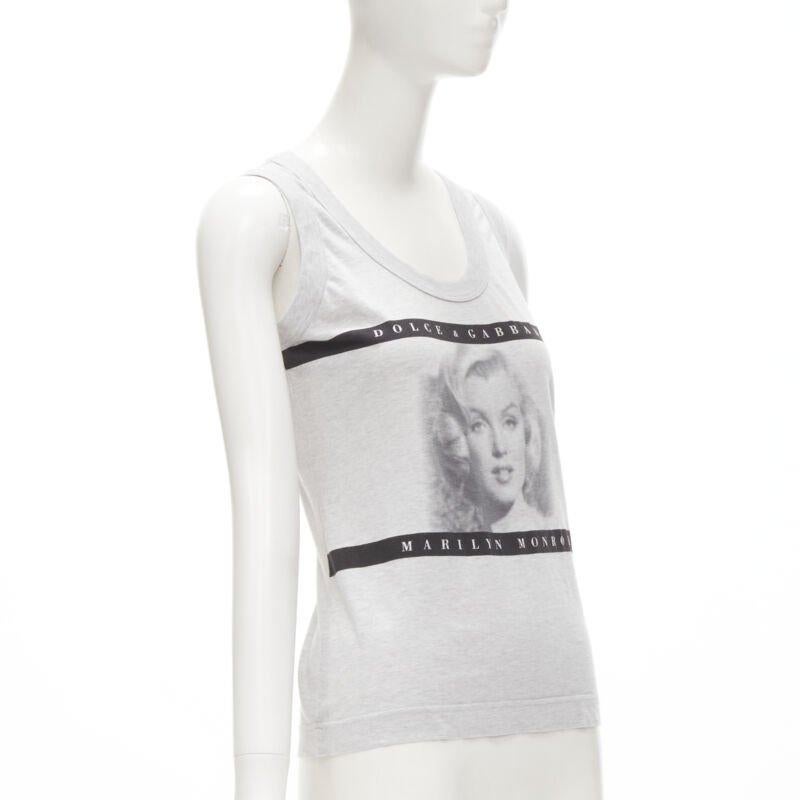 DOLCE GABBANA Vintage Marilyn Monroe Y2K print grey tank top IT38 XS In Excellent Condition For Sale In Hong Kong, NT