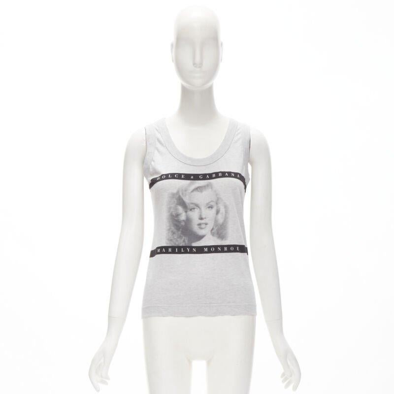 DOLCE GABBANA Vintage Marilyn Monroe Y2K print grey tank top IT38 XS For Sale 5
