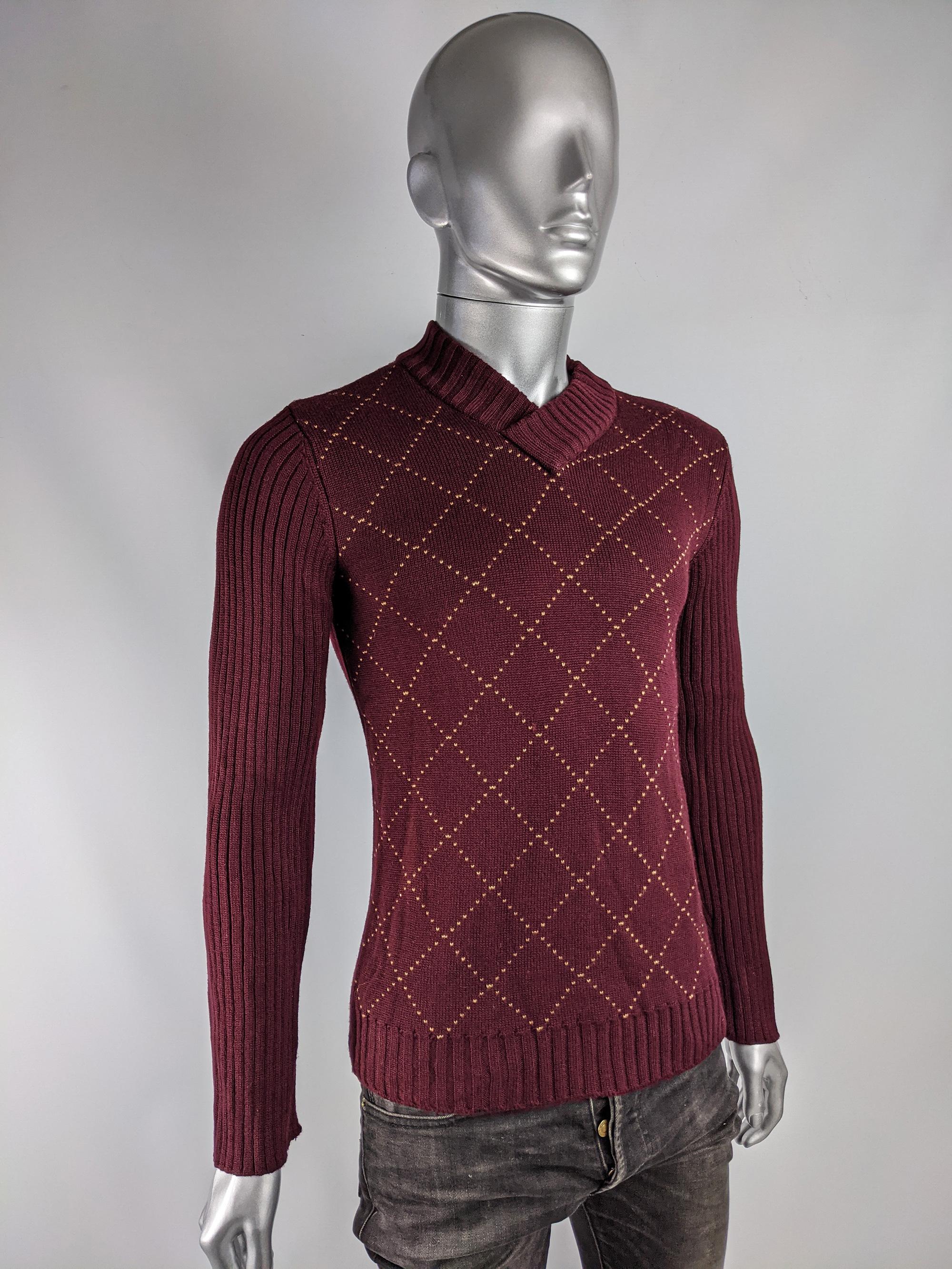 Brown Dolce & Gabbana Vintage Mens Wine Red Sweater, 1990s