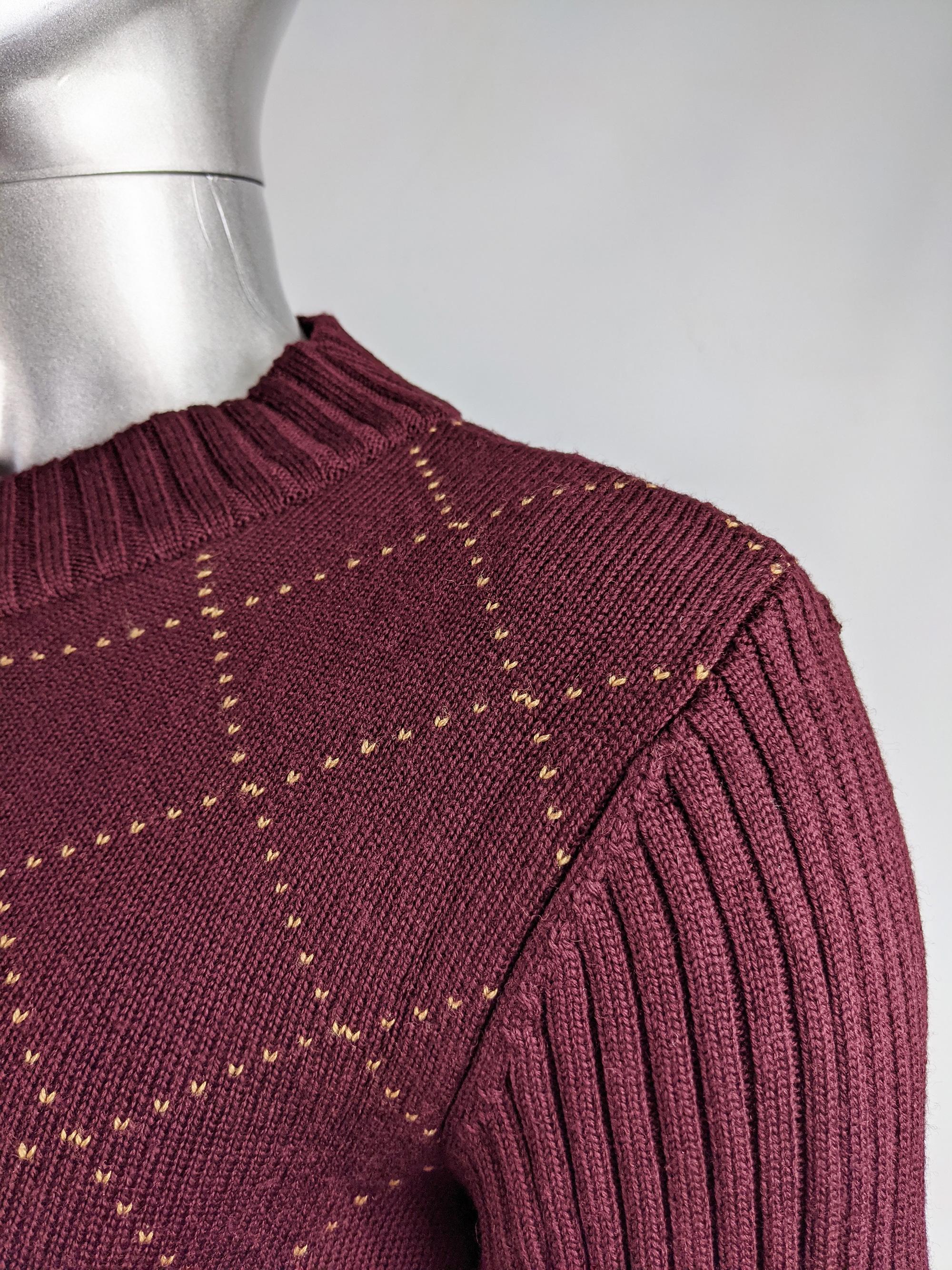 Dolce & Gabbana Vintage Mens Wine Red Sweater, 1990s In Excellent Condition In Doncaster, South Yorkshire