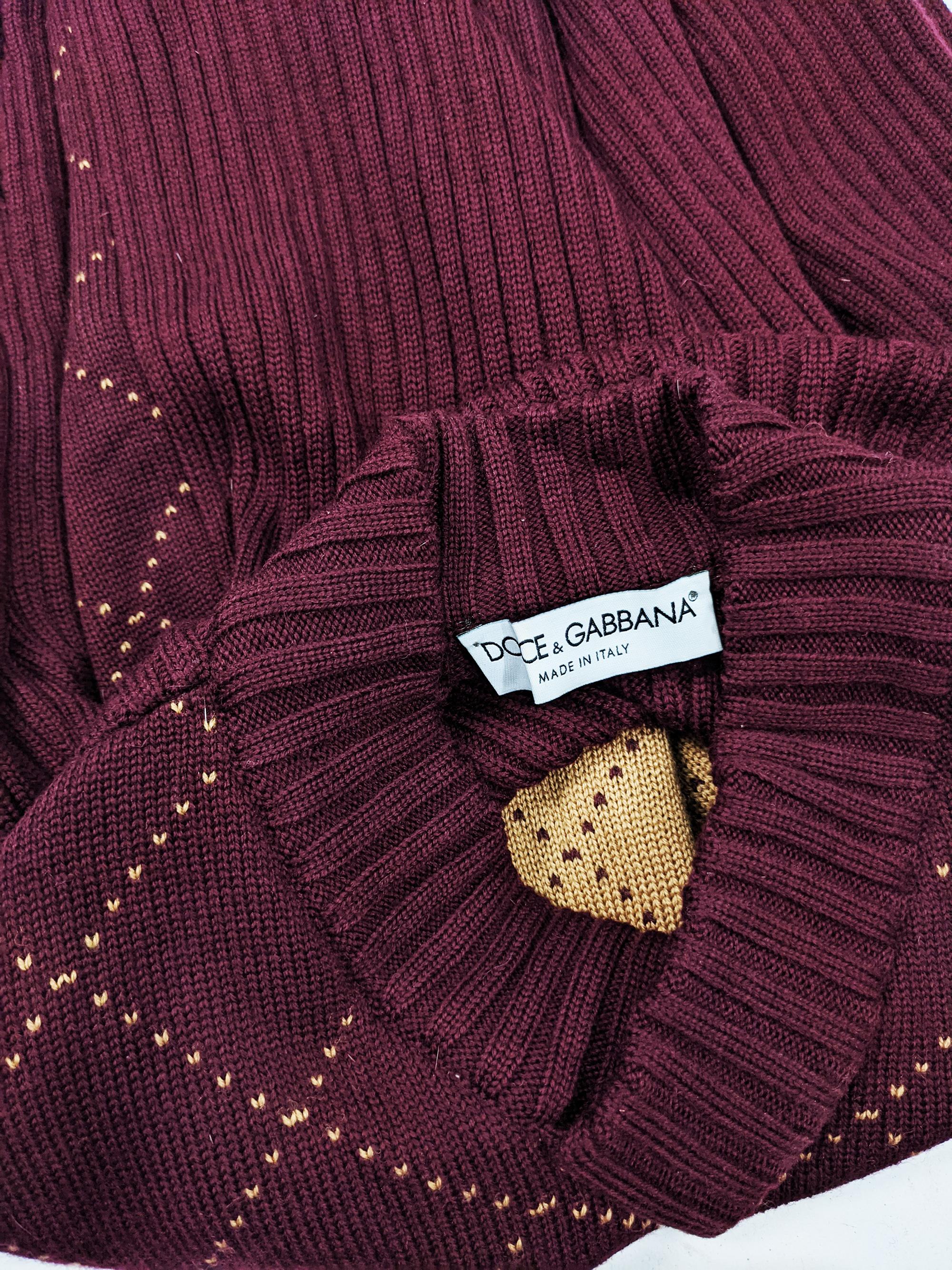 Dolce & Gabbana Vintage Mens Wine Red Sweater, 1990s 1