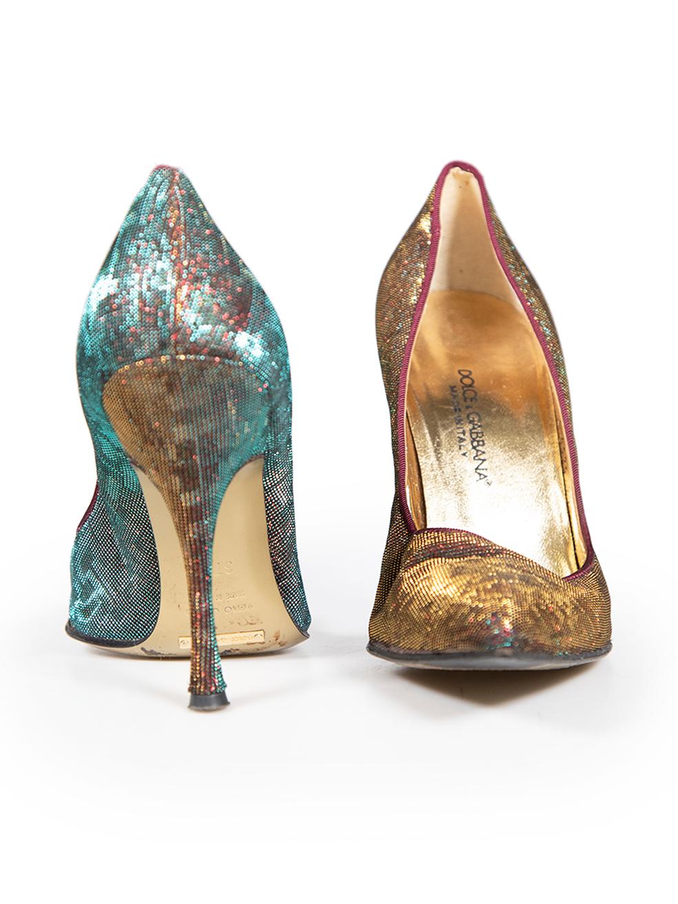 Dolce & Gabbana Vintage Metallic Pumps Size IT 37.5 In Good Condition For Sale In London, GB