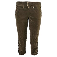 DOLCE & GABBANA - Used Olive Green Cotton Velvet 7/8 Pants | Size 4US 36EU