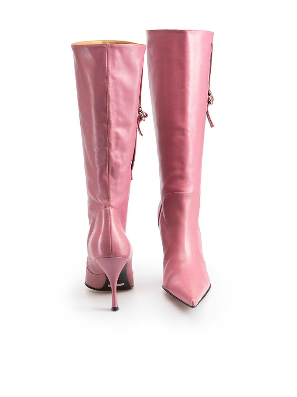 Dolce & Gabbana Vintage Pink Buckle Mid Calf Boots Size IT 40 In Excellent Condition In London, GB