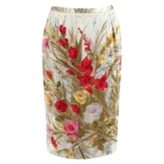 Dolce & Gabbana Vintage poppy print silk pencil skirt