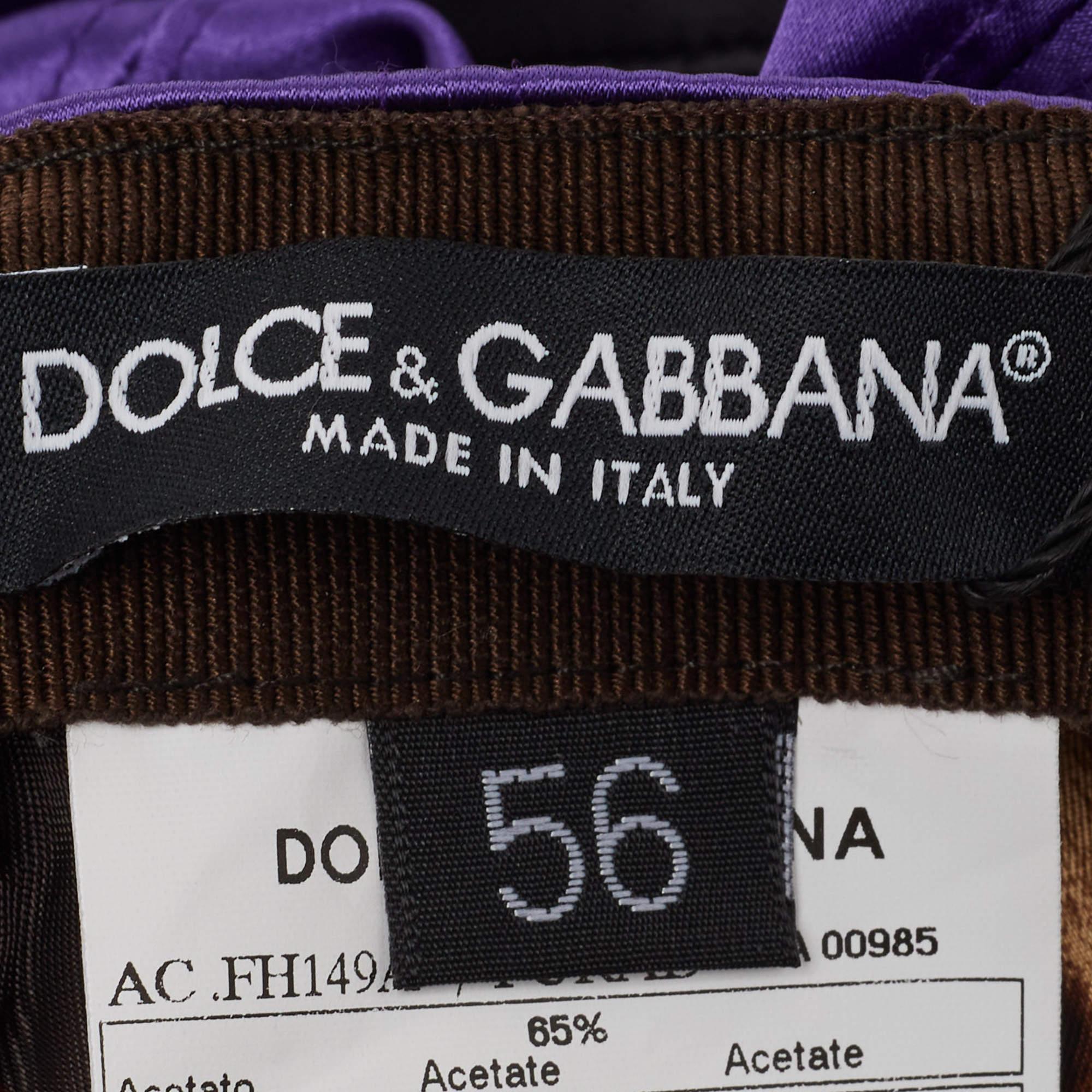 Dolce & Gabbana Vintage Purple Satin Logo Patch Cap Size 56 For Sale 1