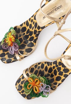 Dolce & Gabbana Vintage RARE Beaded Flower Heels Sz 37