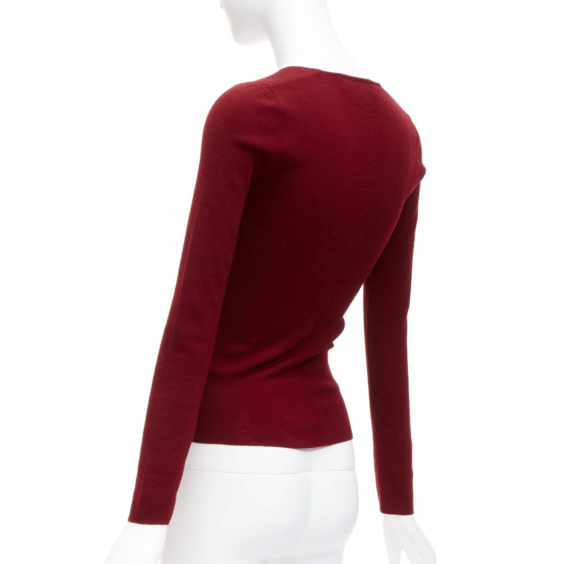DOLCE GABBANA Vintage red 100% virgin wool V neck long sleeve sweater IT42 M For Sale 1