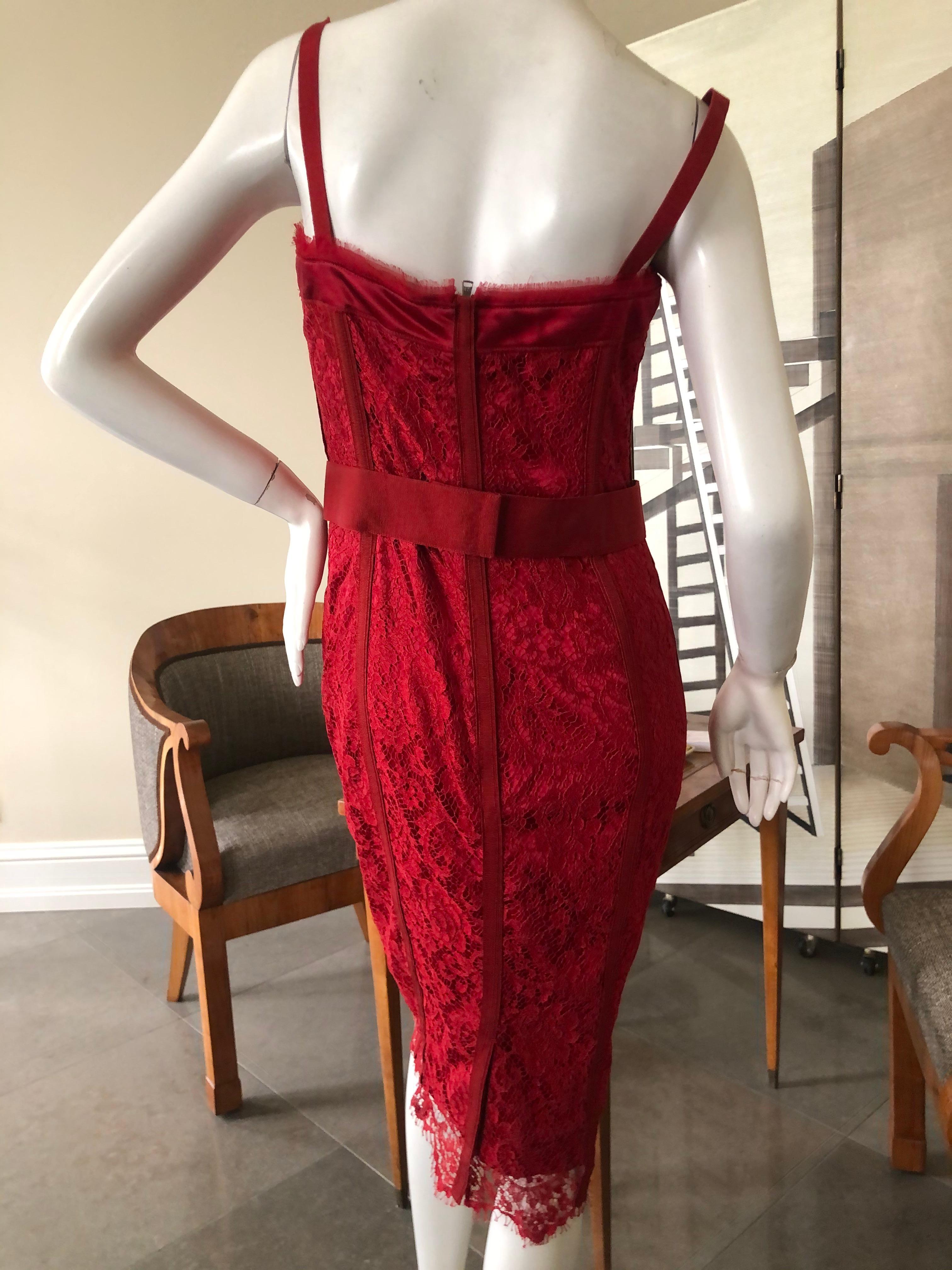 Dolce & Gabbana Vintage Red Lace Corset Cocktail Dress  For Sale 1
