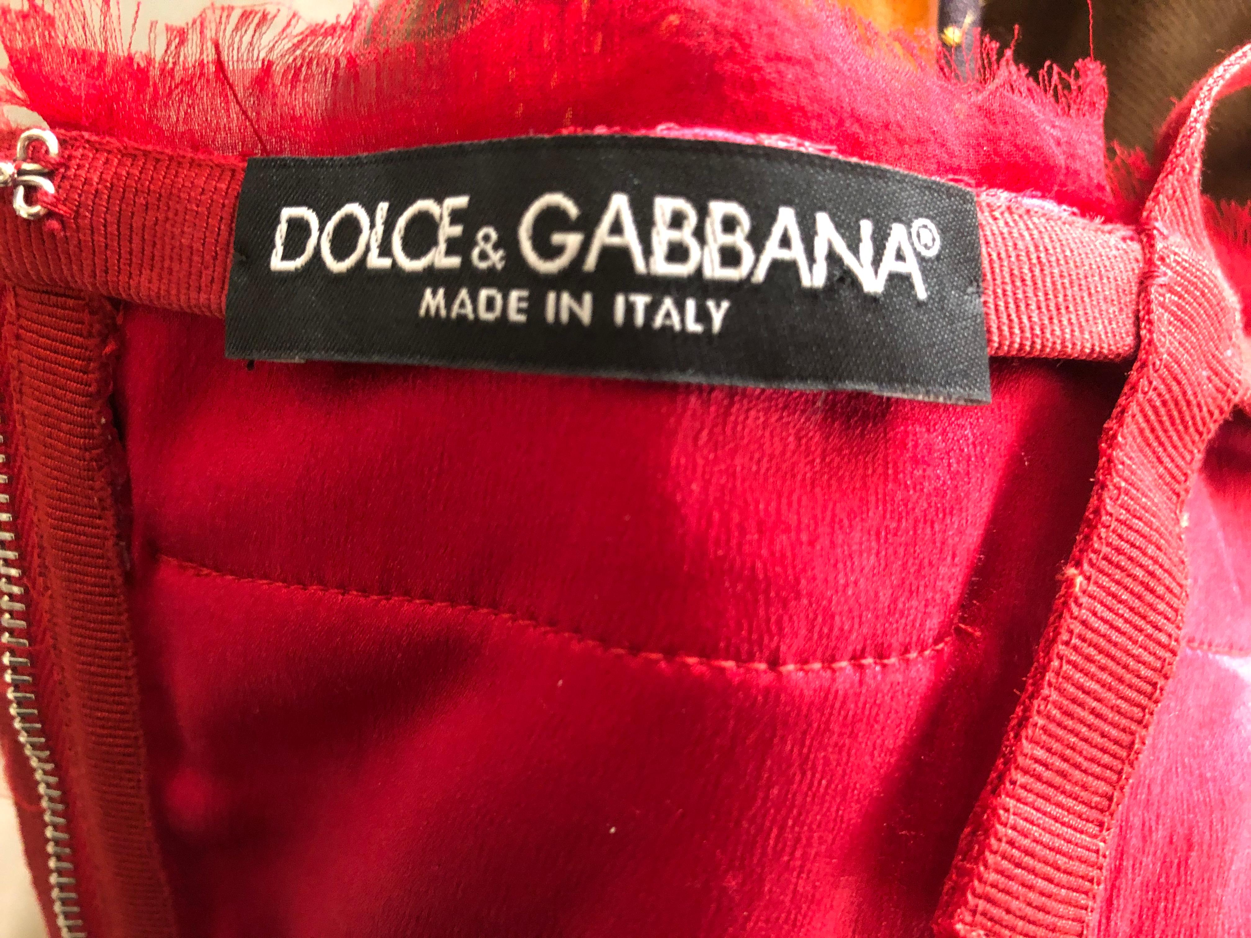 Dolce & Gabbana Vintage Red Lace Corset Cocktail Dress  For Sale 3