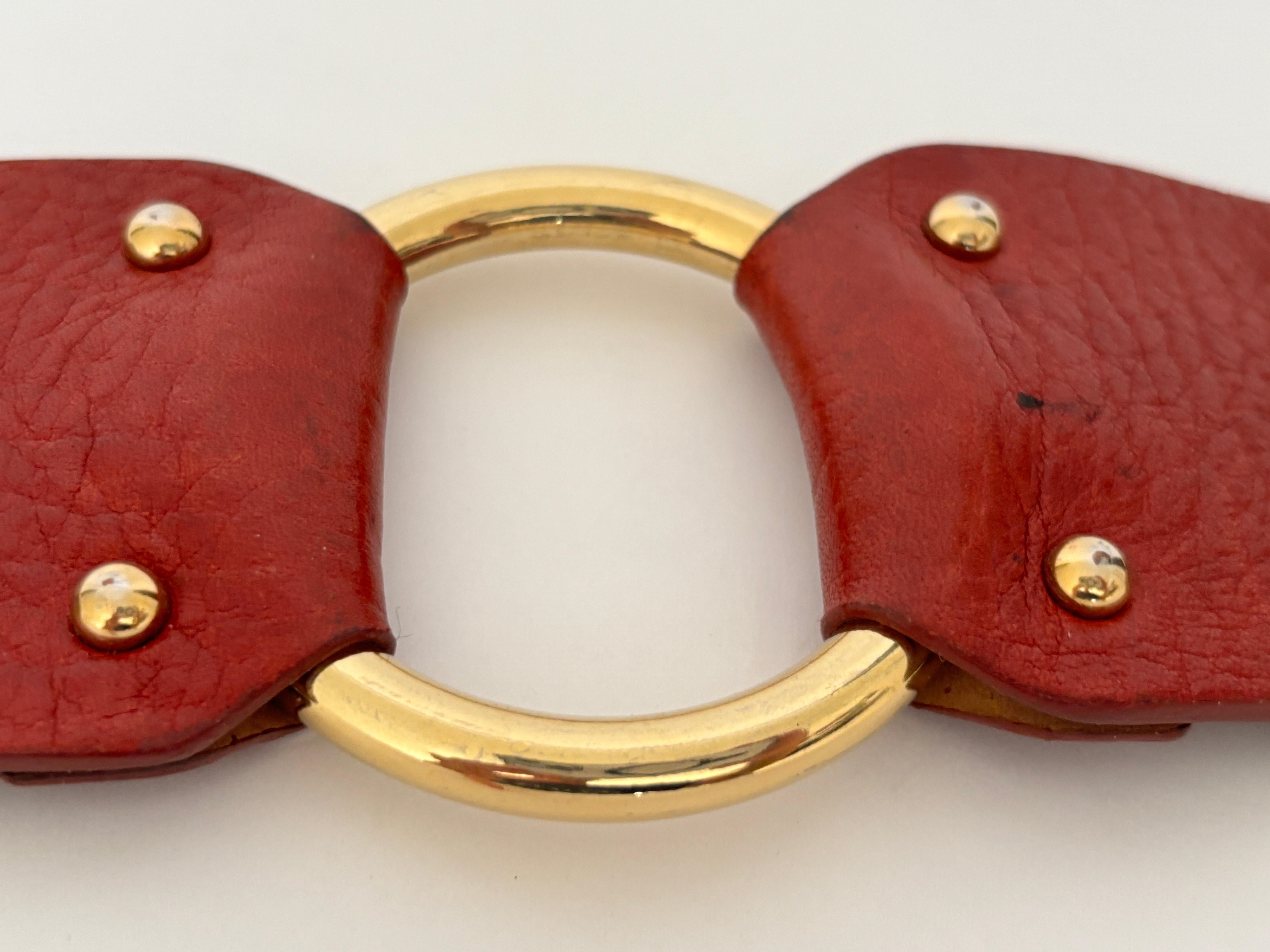 Dolce & Gabbana Vintage Red Ledergürtel mit Gold DG Logo Schnalle Made in Italy im Angebot 8
