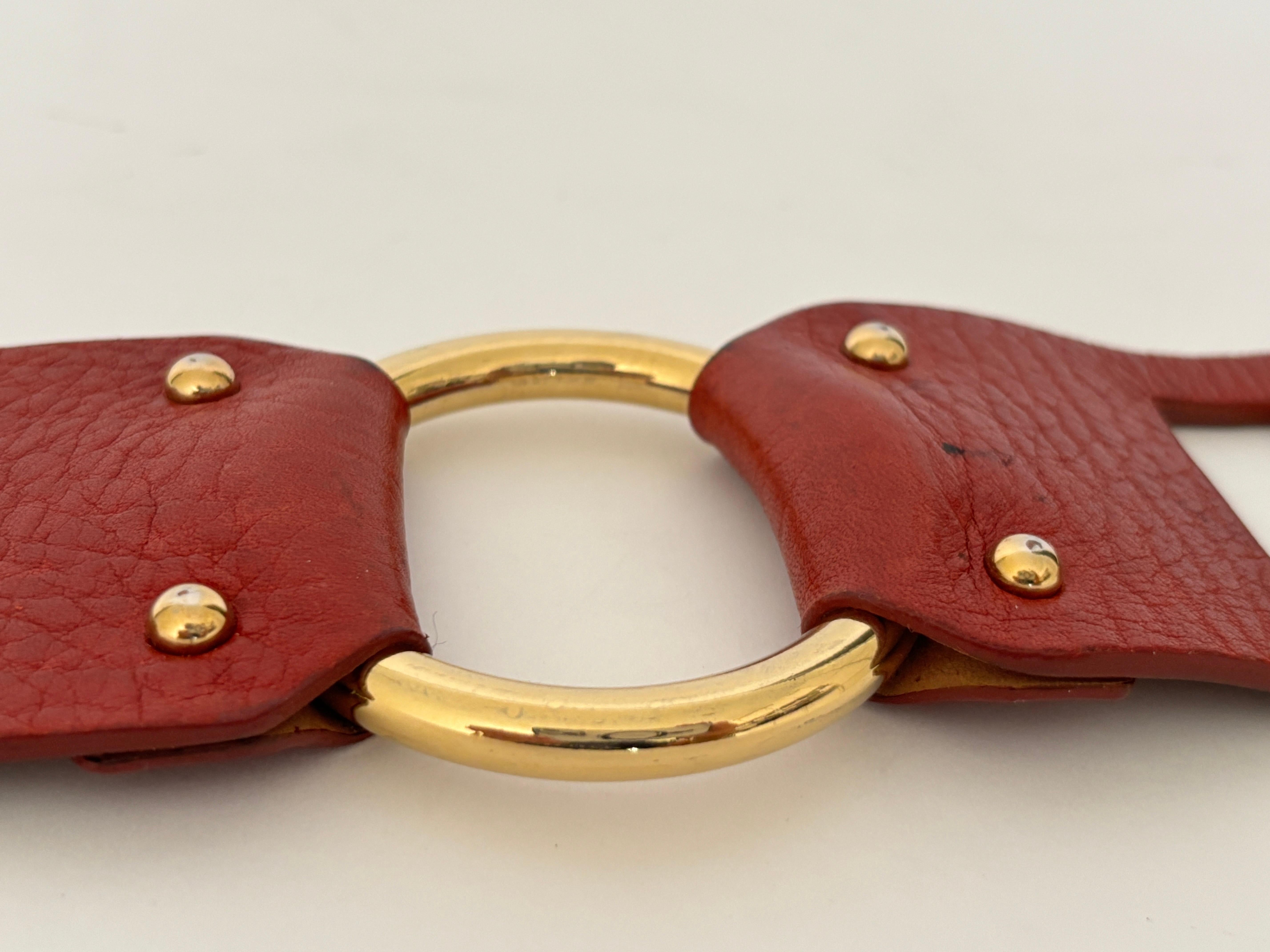 Dolce & Gabbana Vintage Red Ledergürtel mit Gold DG Logo Schnalle Made in Italy im Angebot 9