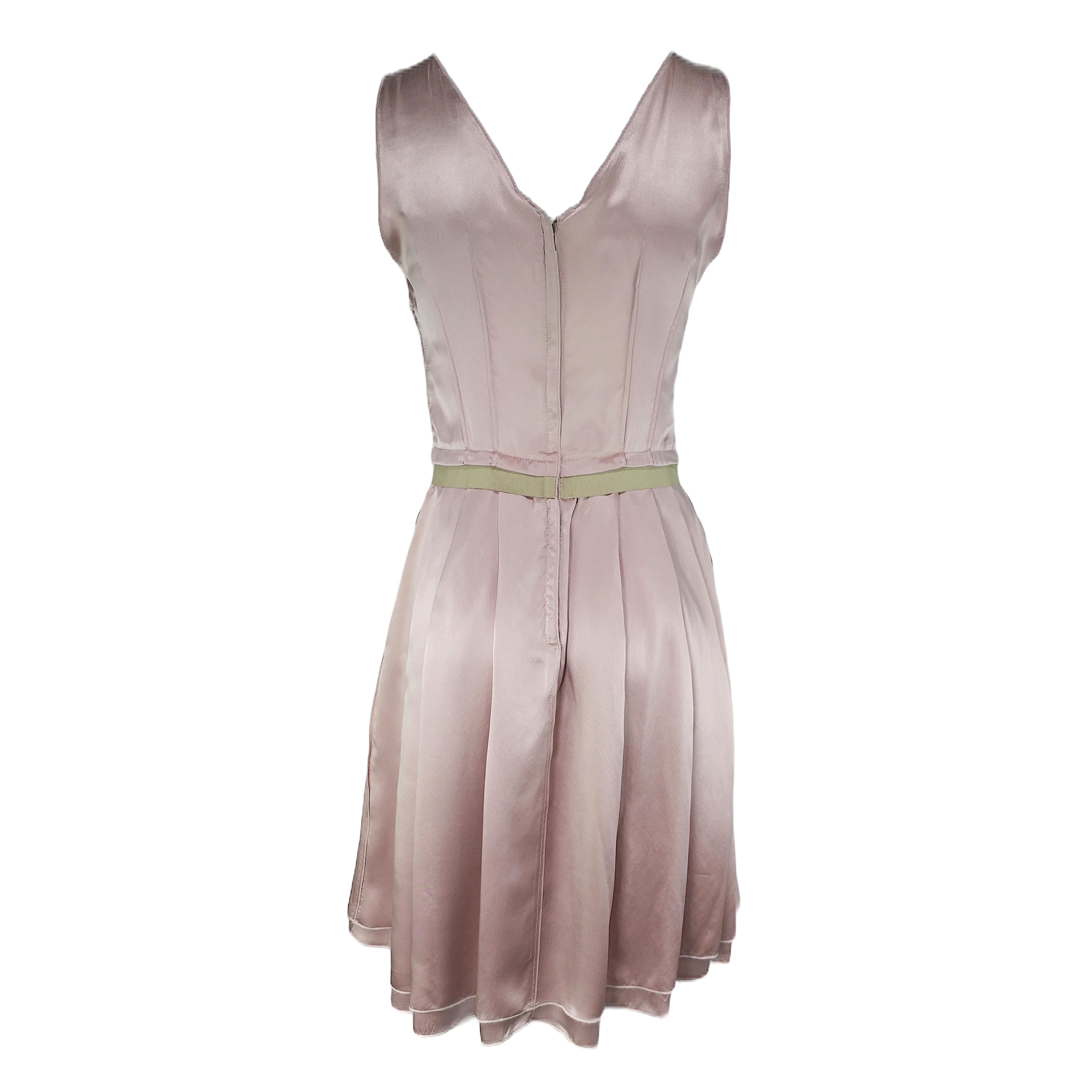 Gray DOLCE & GABBANA - Vintage Rose Pink Silk Satin Sleveless Dress  Size 2US 34EU