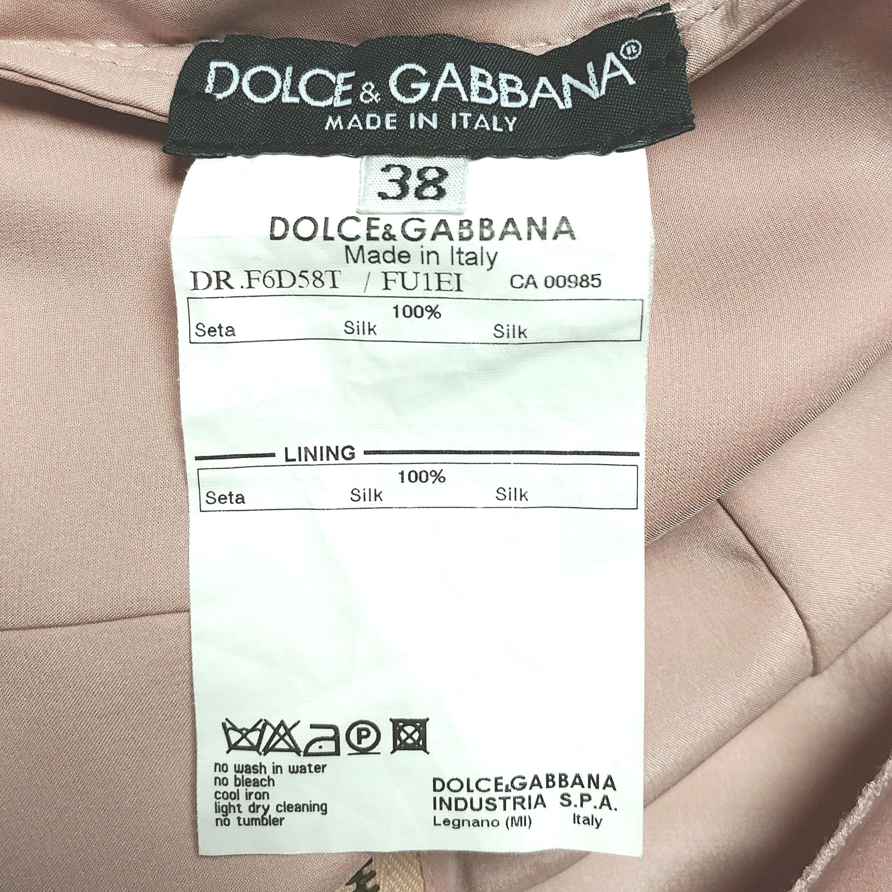 Women's DOLCE & GABBANA - Vintage Rose Pink Silk Satin Sleveless Dress | Size 2US 34EU For Sale