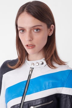 Dolce & Gabbana  Vintage S/S 2001 Runway Blue Leather Biker Jacket