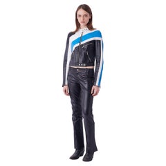 Dolce & Gabbana Vintage S/S 2001 Runway Blue Leather Biker Jacket