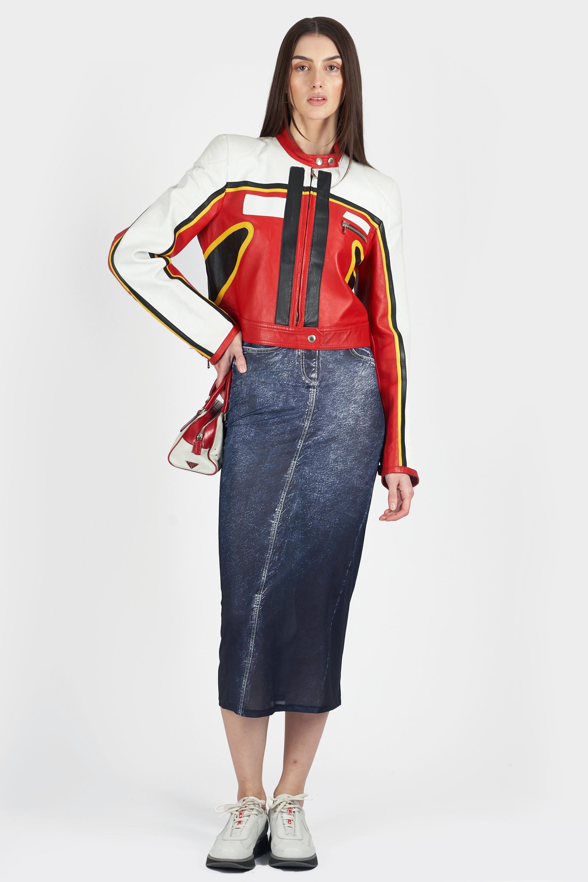 Dolce & Gabbana Vintage S/S 2001 Runway Leather Biker Jacket In Excellent Condition In London, GB