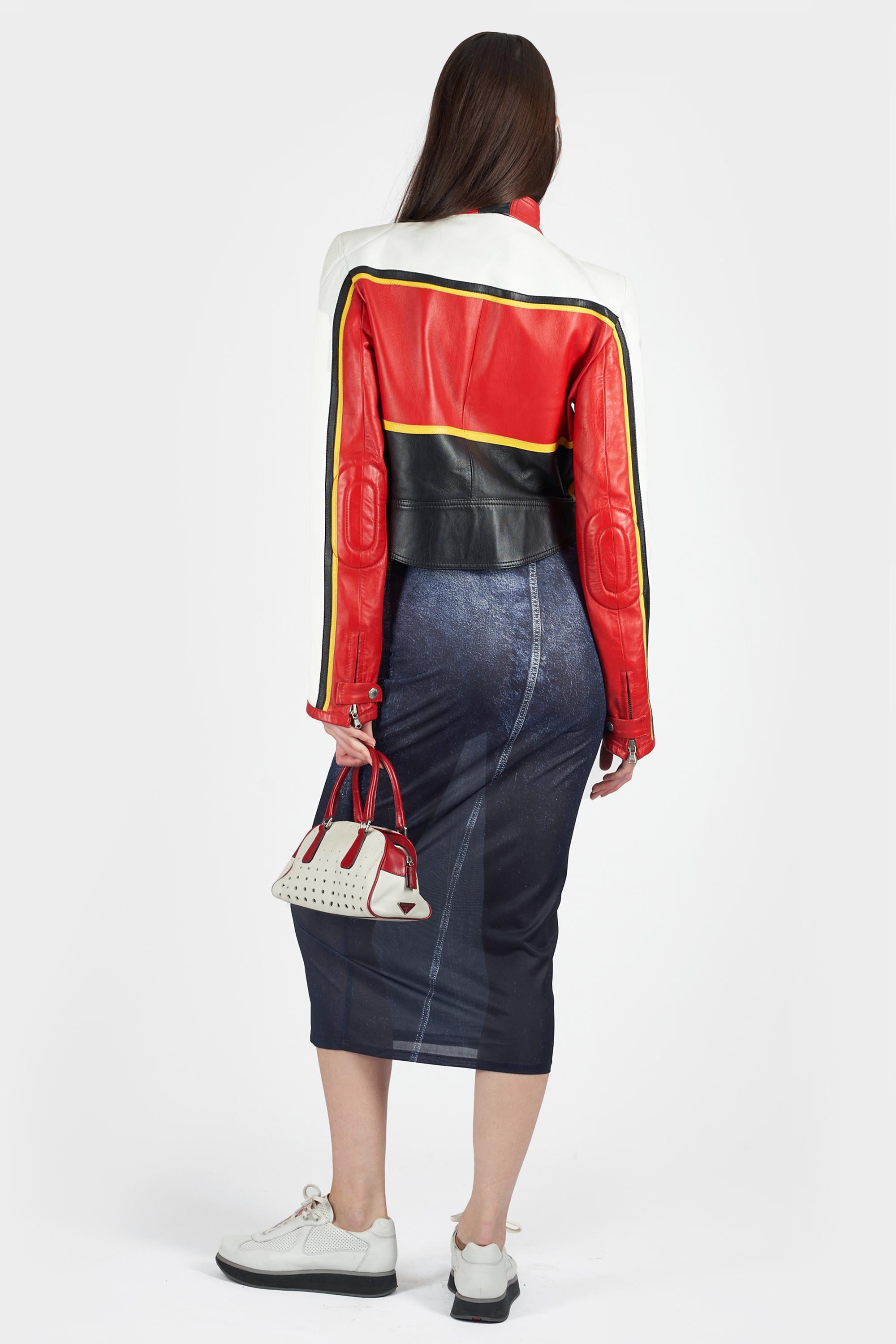 Dolce & Gabbana Vintage S/S 2001 Runway Veste motard en cuir Excellent état - En vente à London, GB