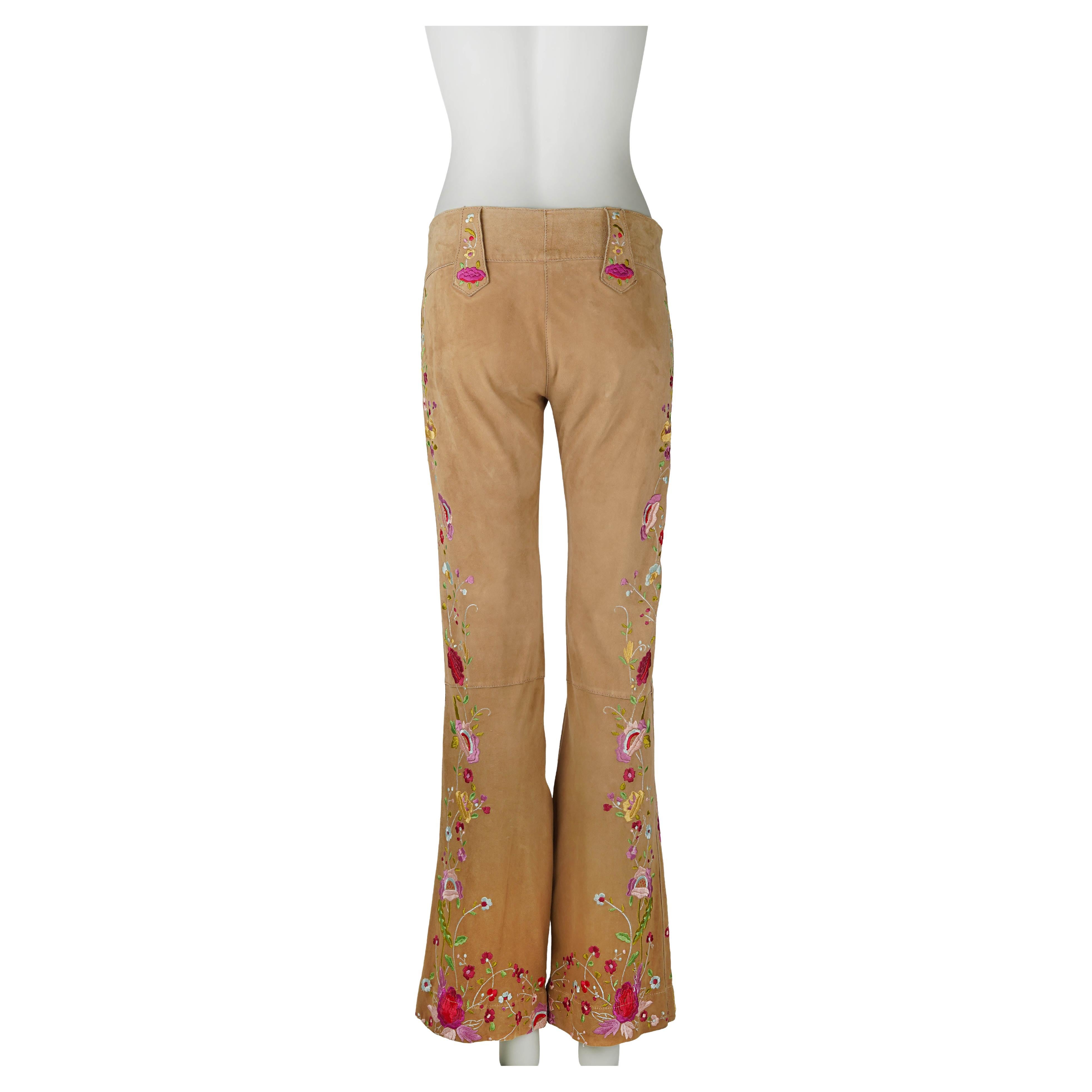 Dolce and Gabbana Vintage S/S 2001 Tan Goat Leather Pants with