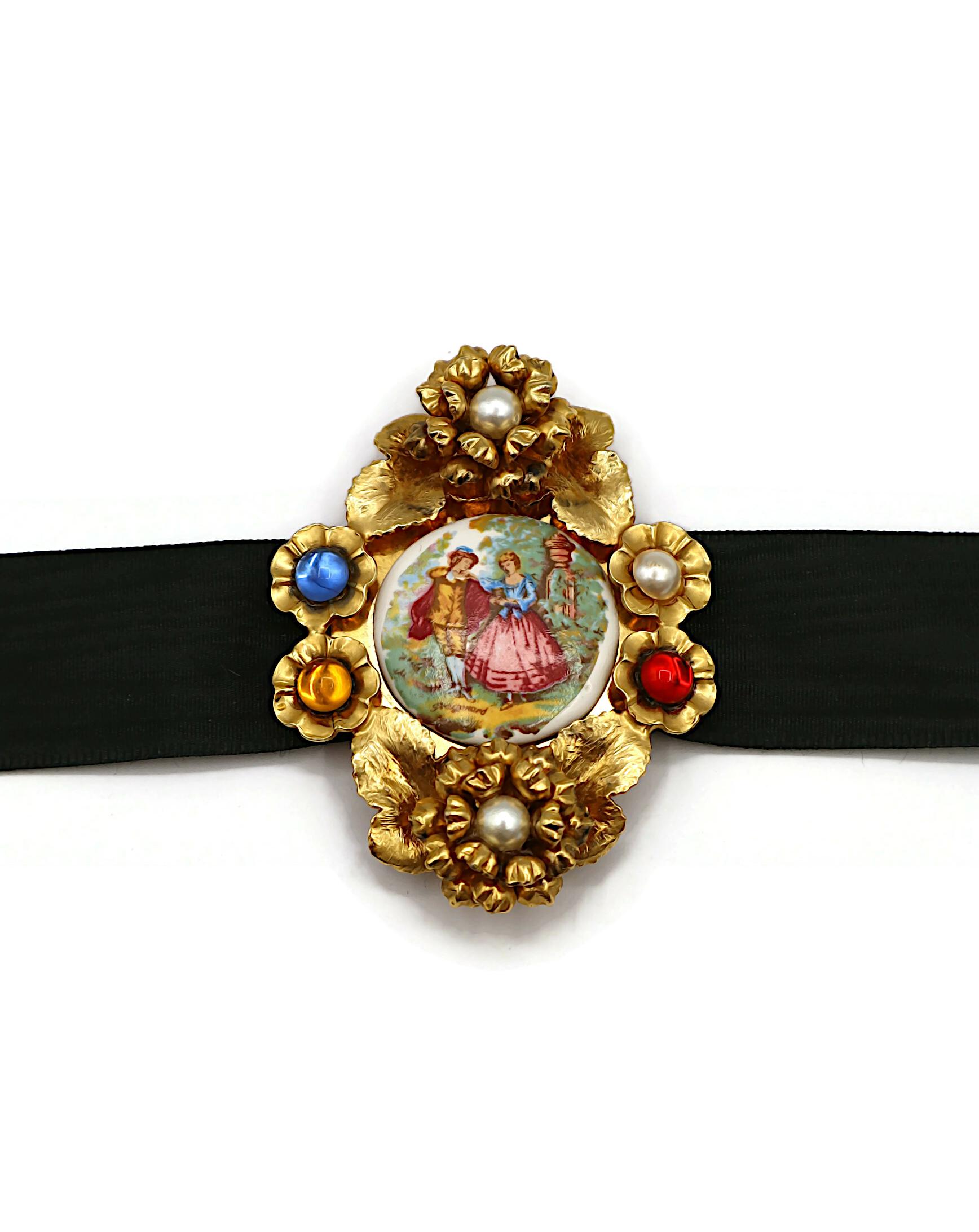 DOLCE & GABBANA Vintage Scene of Gallantry Print Choker Necklace, 1992 4