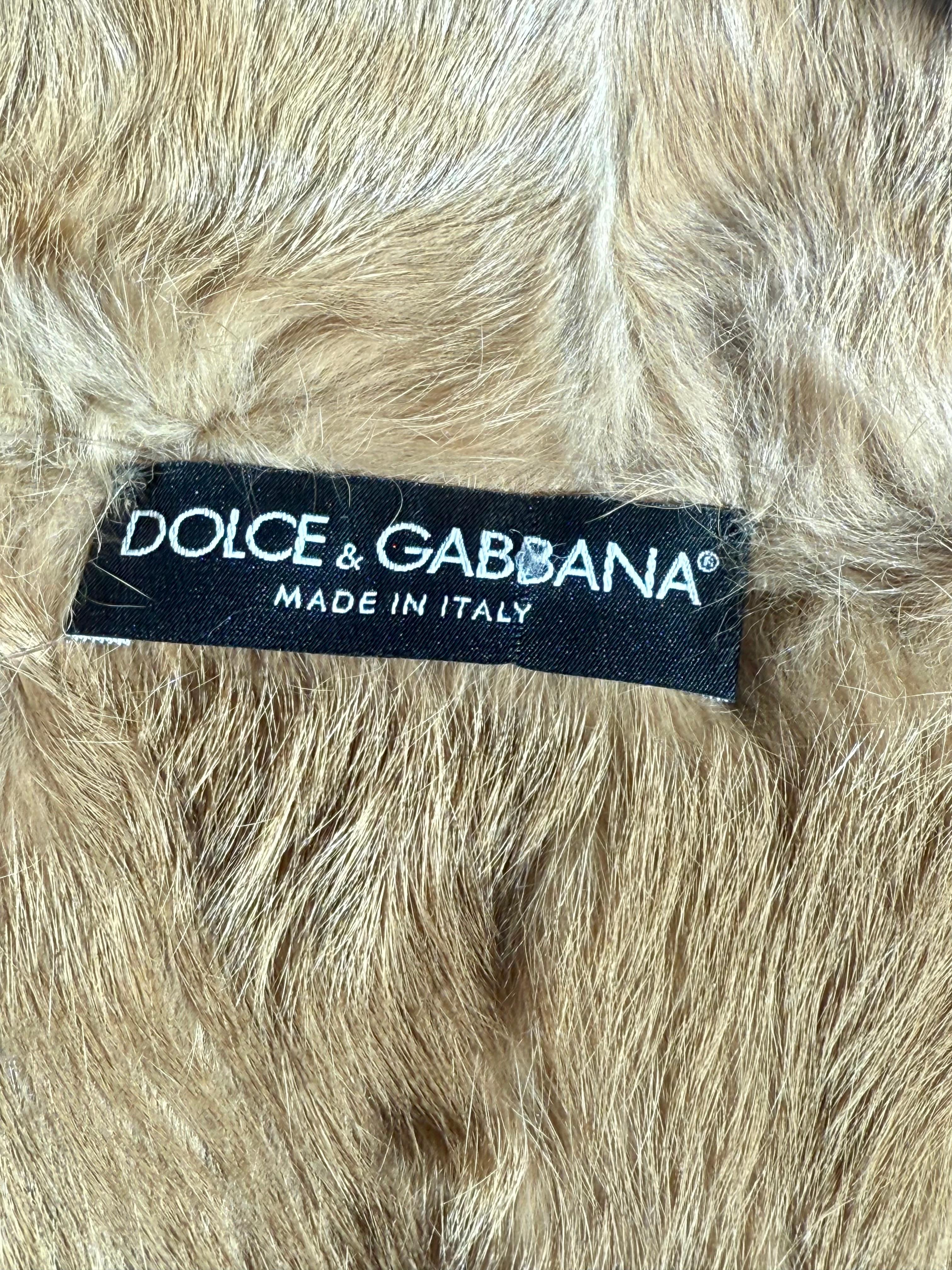 Dolce & Gabbana Vintage Shearling Leather Gold Fur Jacket Coat For Sale 9