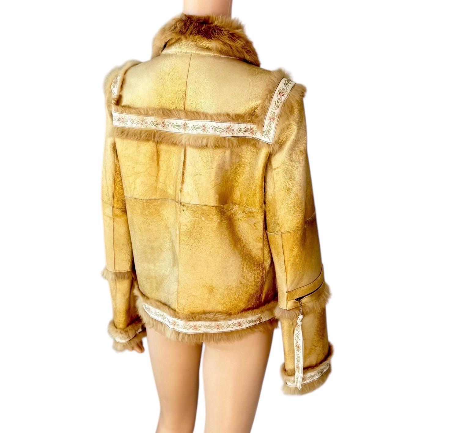 Dolce & Gabbana Vintage Shearling Leather Gold Fur Jacket Coat For Sale 4