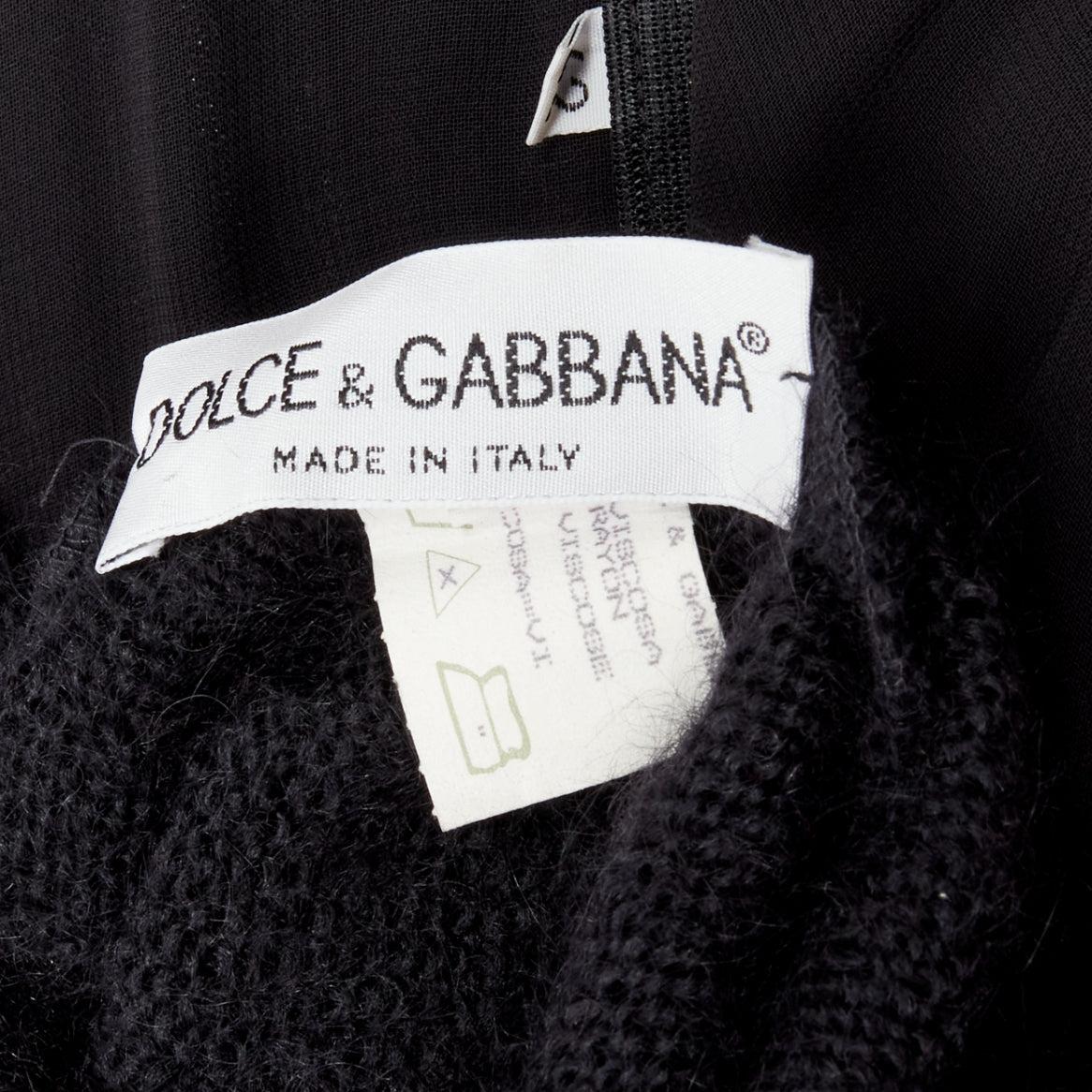 DOLCE GABBANA Vintage sheer red rose dress black cropped sweater vest set IT42 M For Sale 5