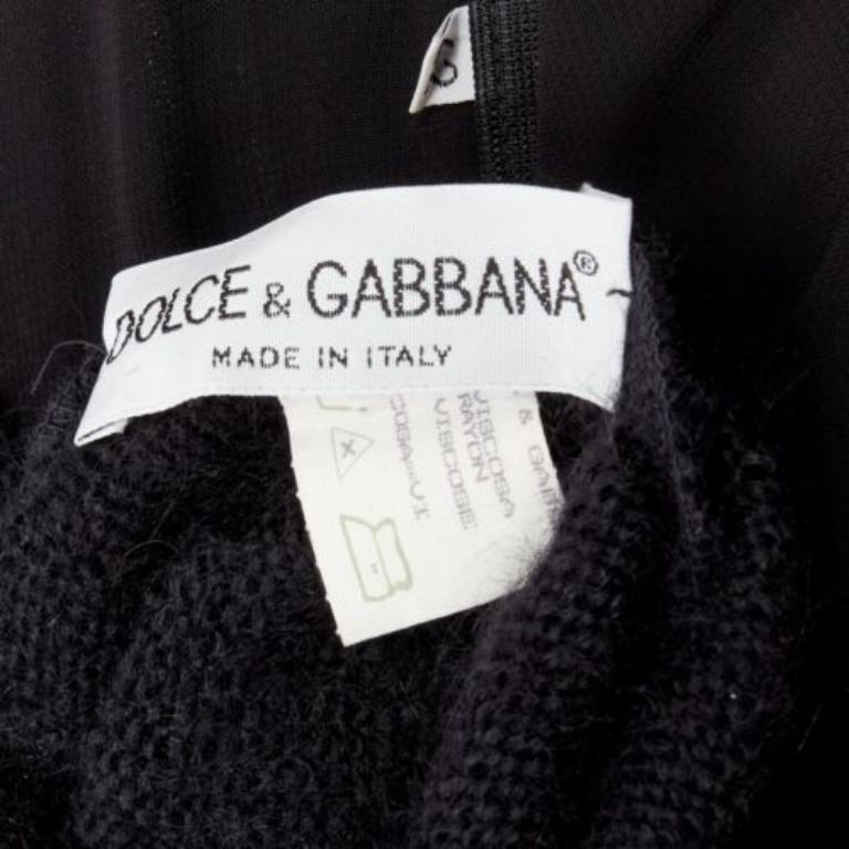 DOLCE GABBANA Vintage sheer red rose dress black cropped sweater vest set IT42 M For Sale 4