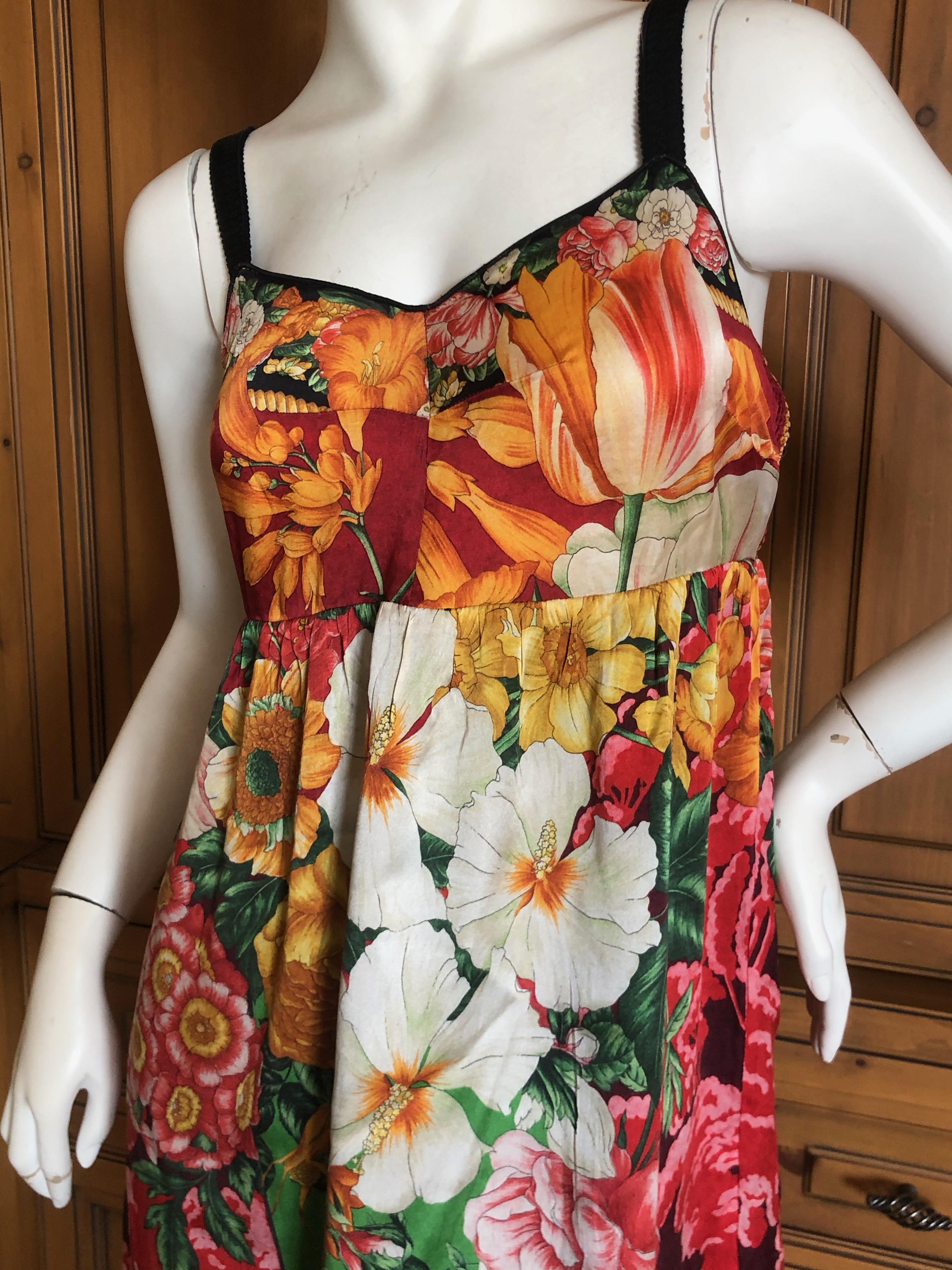 Dolce & Gabbana Vintage Silk Floral Babydoll Dress  In Excellent Condition For Sale In Cloverdale, CA