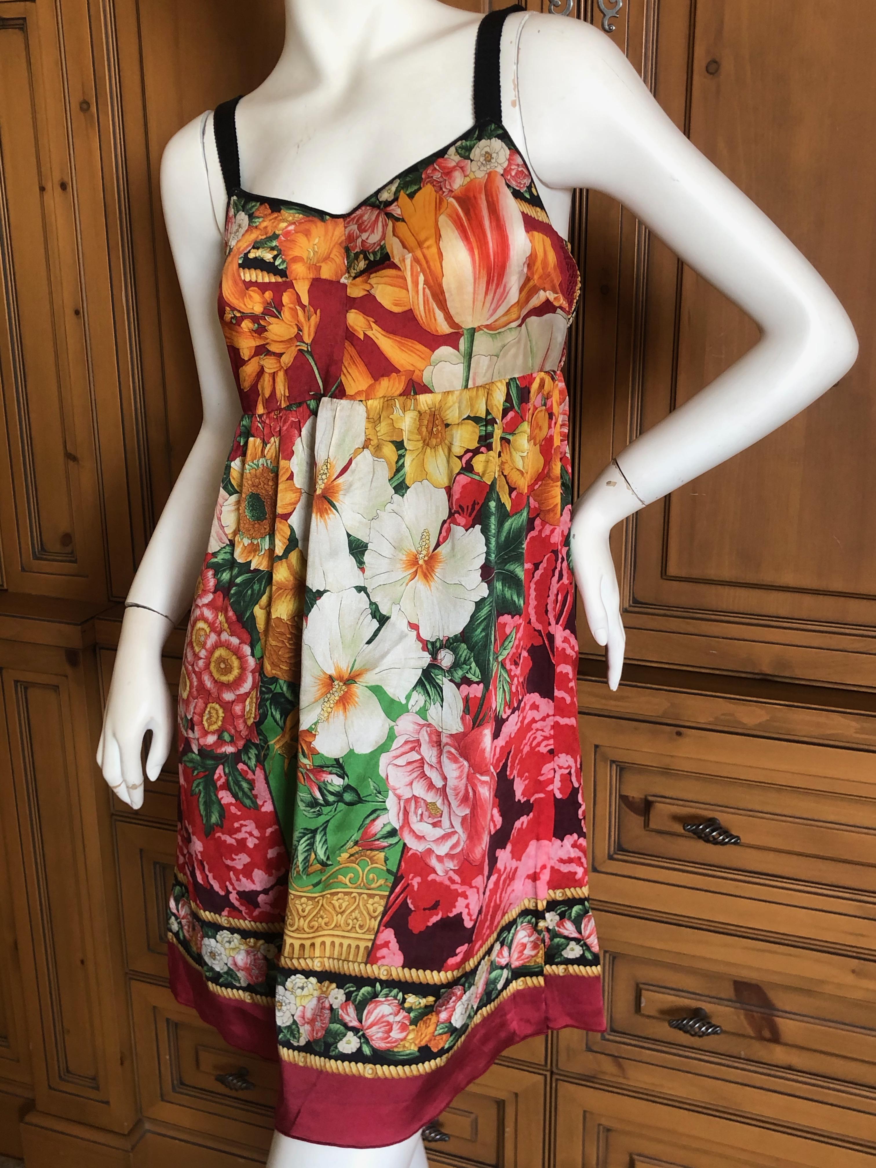 Women's Dolce & Gabbana Vintage Silk Floral Babydoll Dress  For Sale