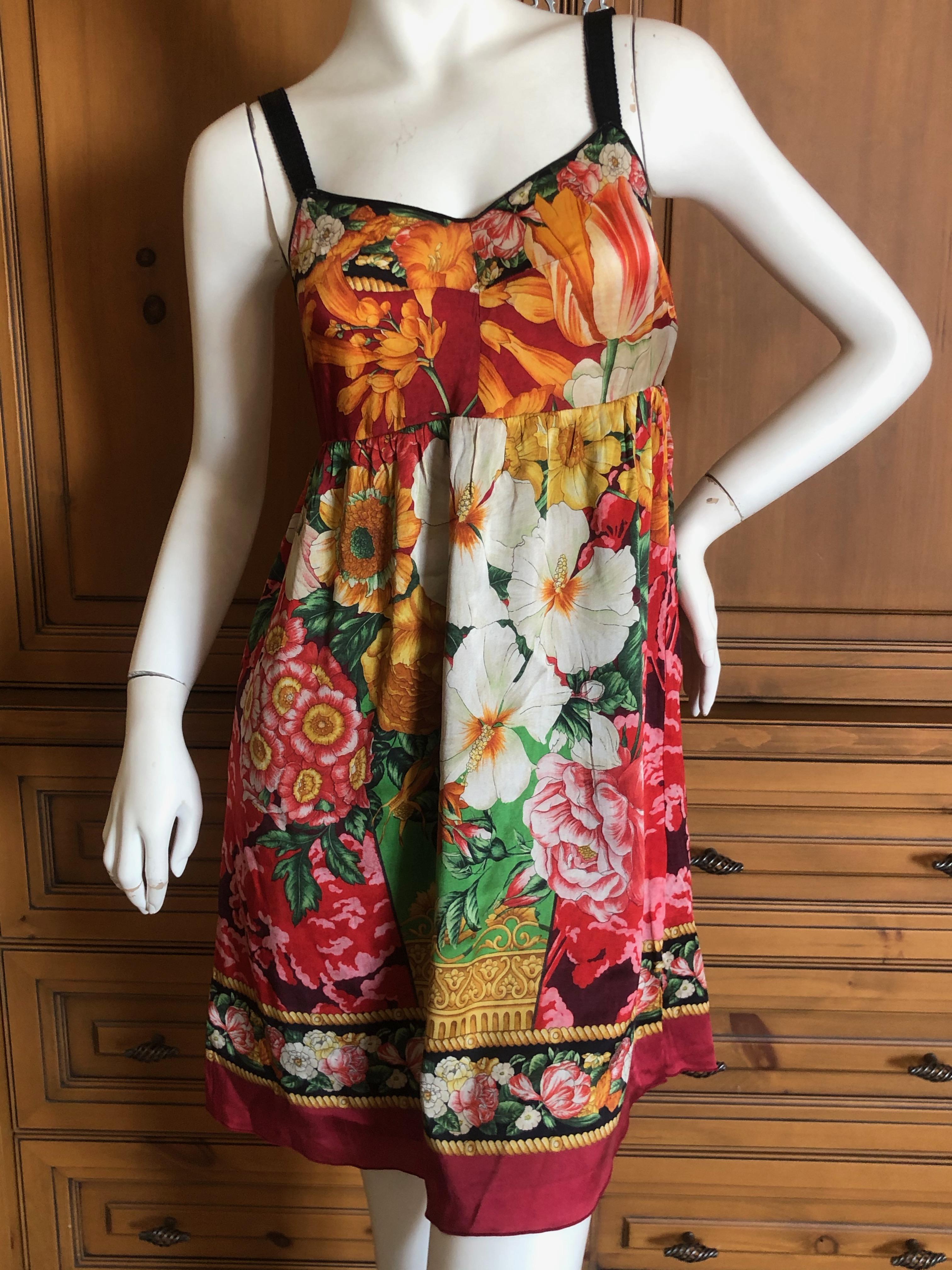 Dolce & Gabbana Vintage Silk Floral Babydoll Dress  For Sale 2