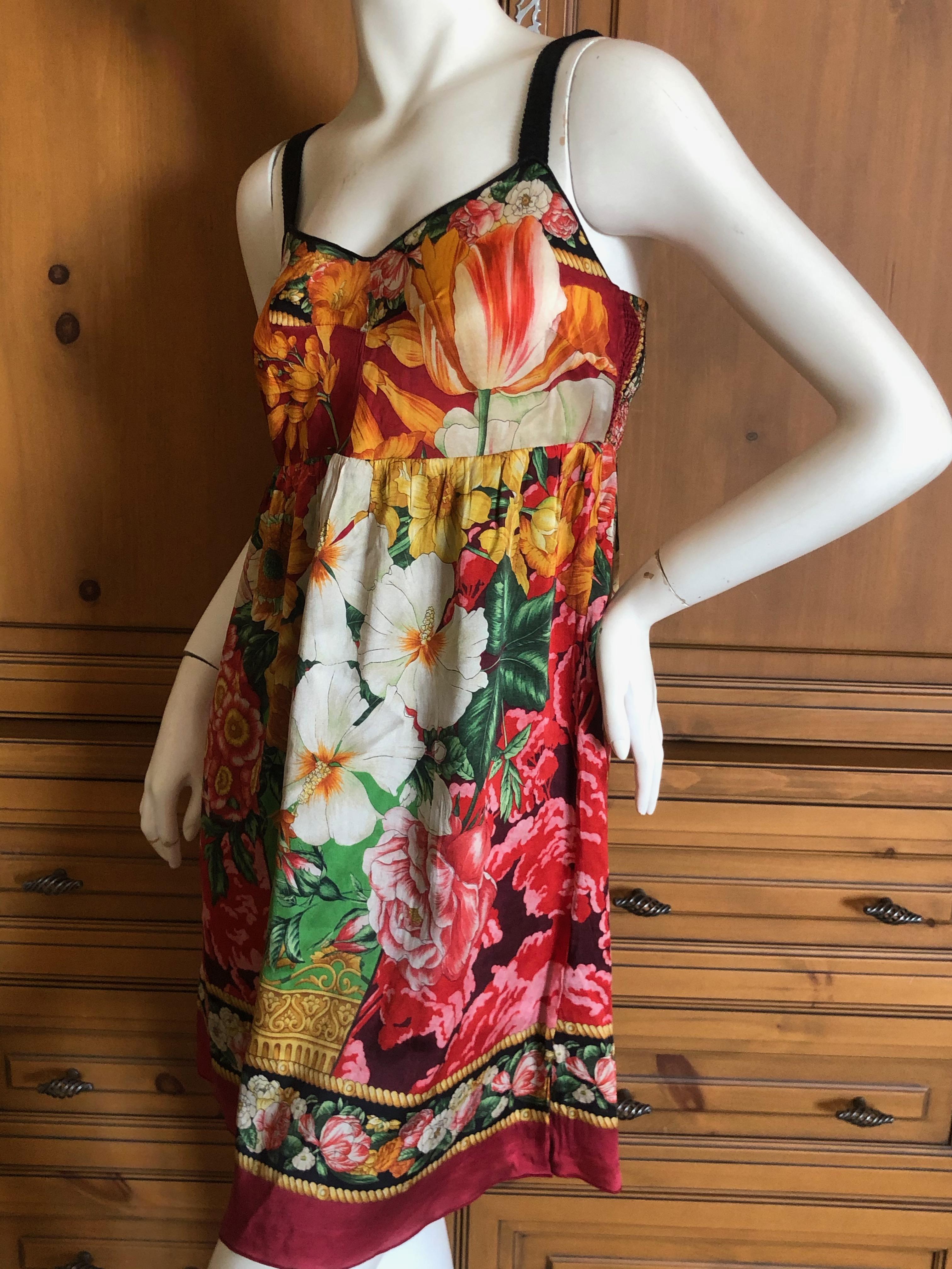 Dolce & Gabbana Vintage Silk Floral Babydoll Dress  For Sale 3