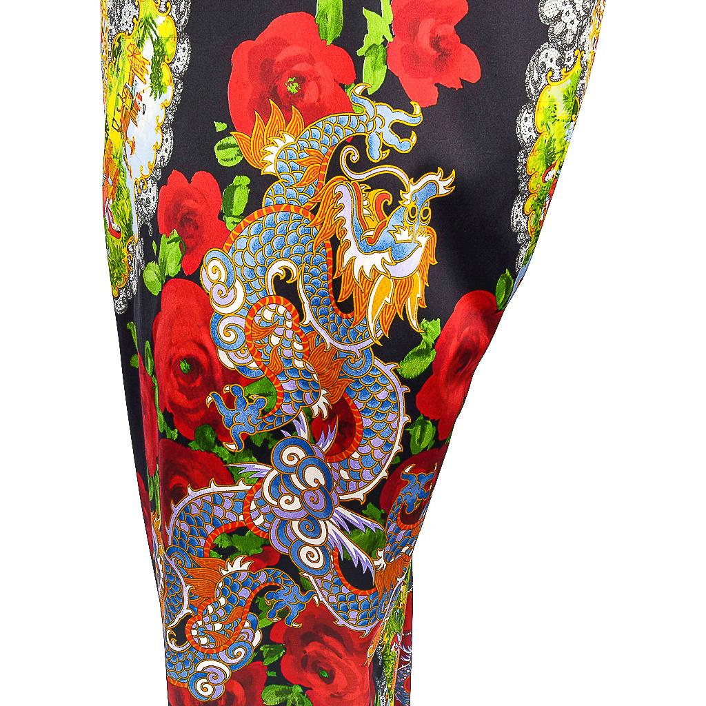 Dolce & Gabbana Vintage Skirt Exotic Asian Print Dragons Fans Roses 40 / 6 3