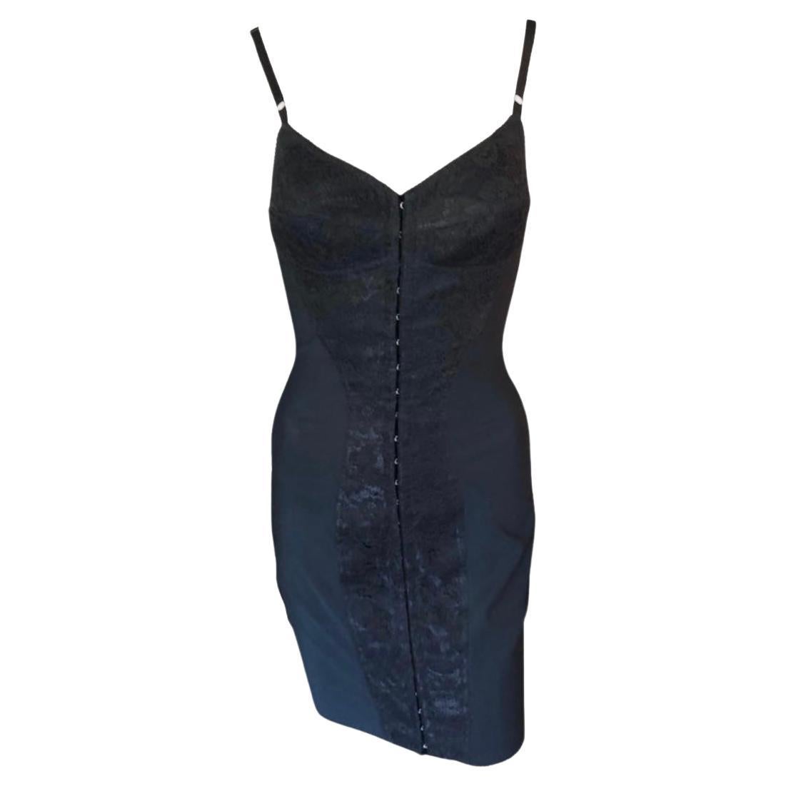 Dolce & Gabbana Vintage Special Edition Bodycon Corset Black Mini Dress For Sale